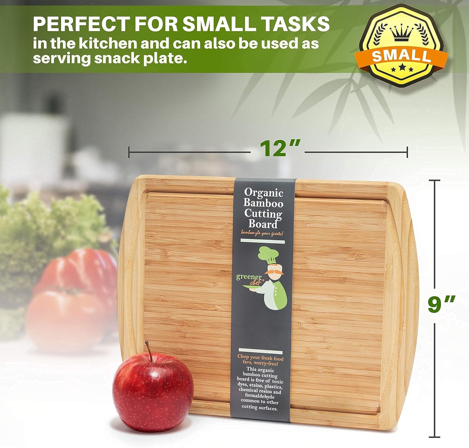 Small Bamboo Cutting Board and Food Grade Oil Spray by Greener Chef
