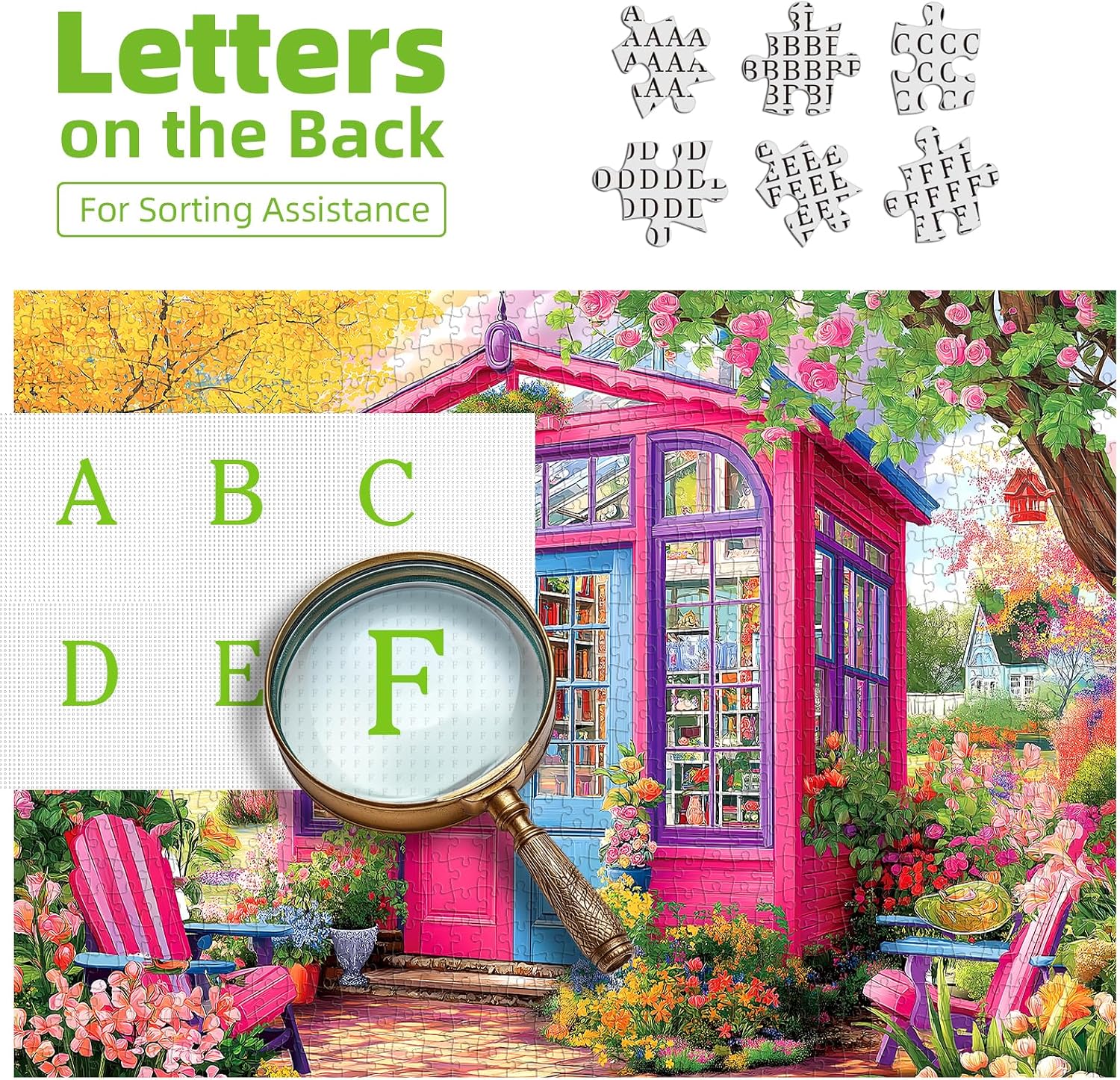 MINIWAN 500 Piece Jigsaw Puzzles for Adults, Pink Garden Greenhouse image 4