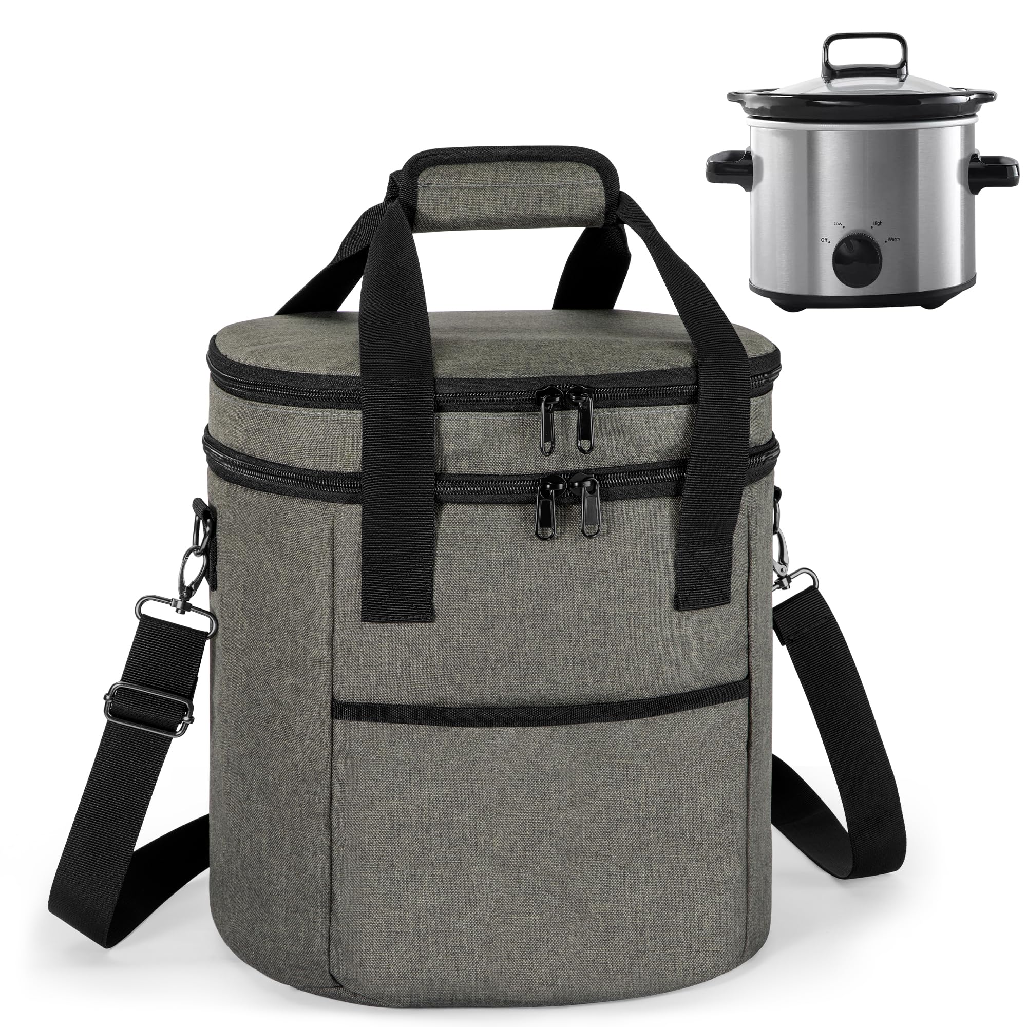 LUXJA Oval Insulated Slow Cooker Carrying Bag Compatible with 3 Quart Crock-Pot Double Layer Carrier Bag with Lid