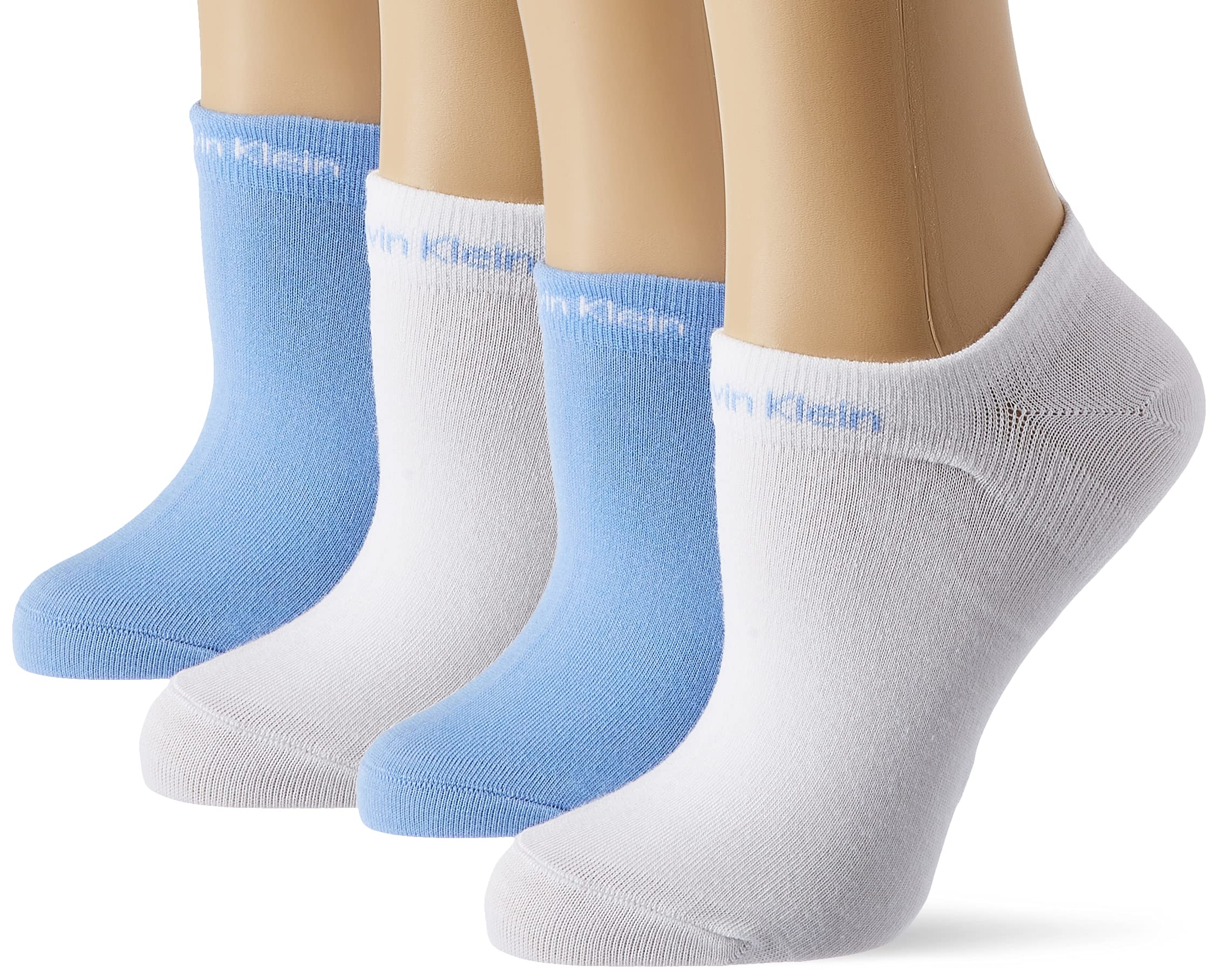 Calvin Klein Women's Gripper Trainer Socks (Pack of 2), light blue, One Size
