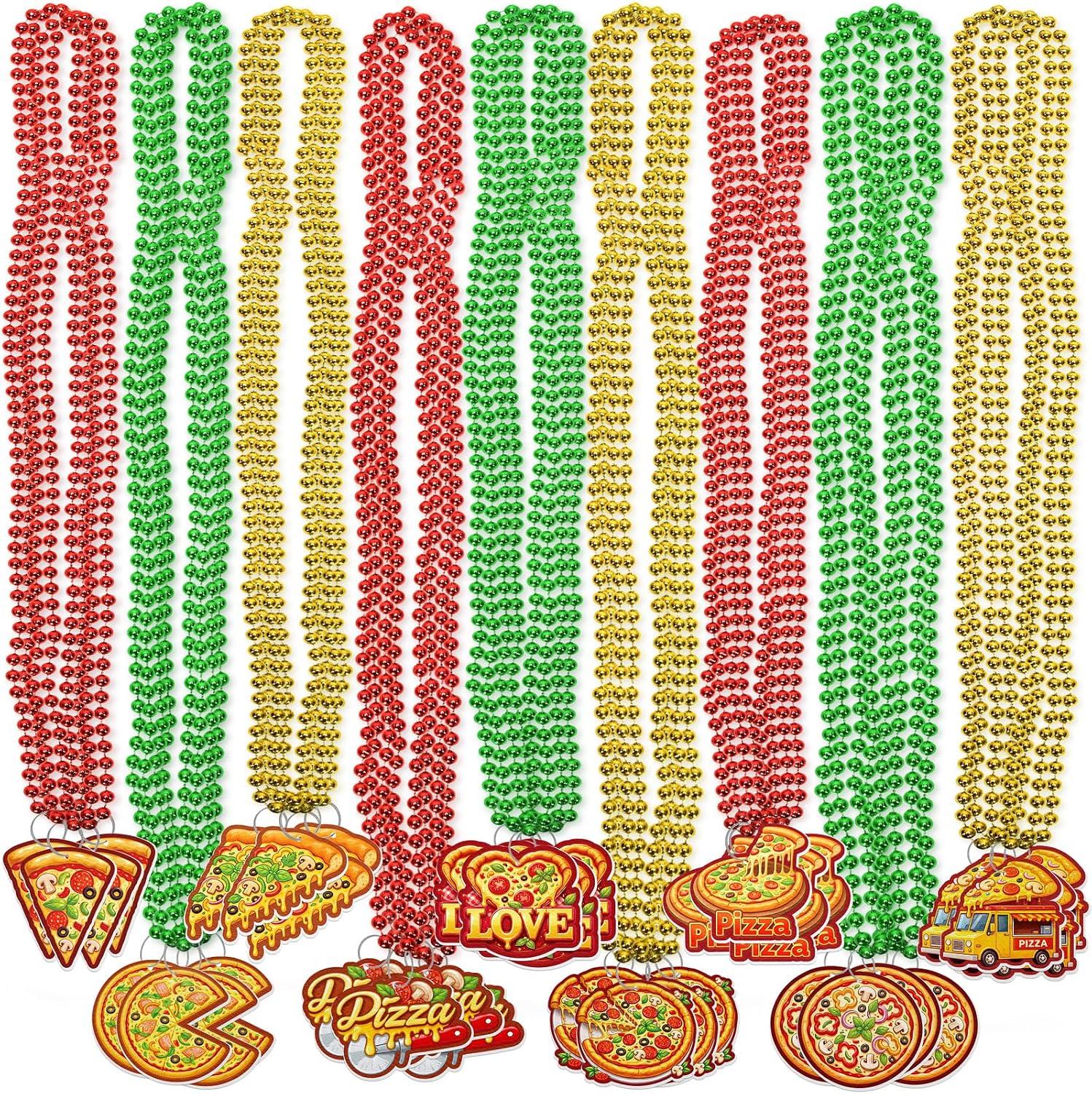 jollylife 36 Pack Pizza Party Necklaces: Pizza Slice Bulk Birthday Supplies for Adults
