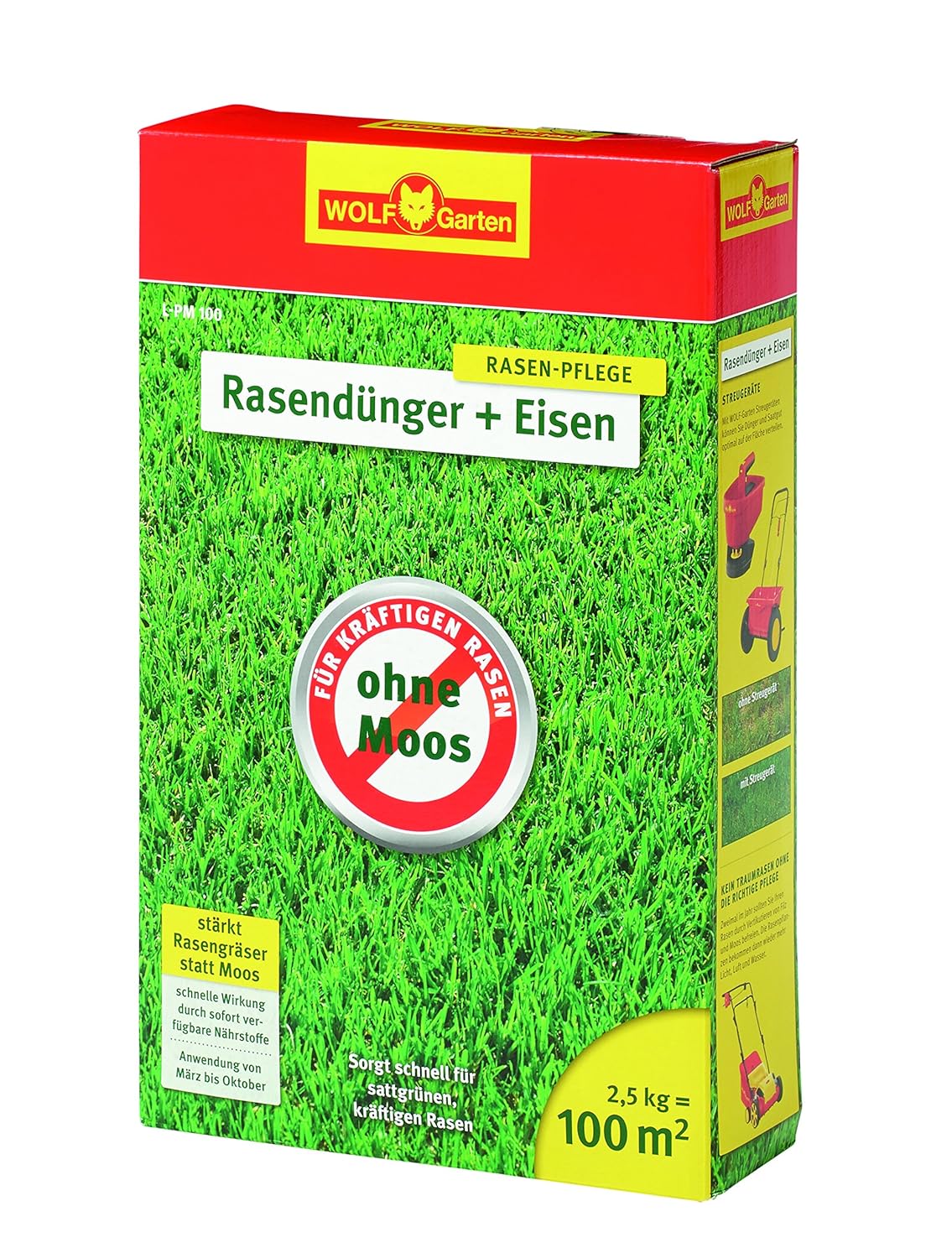 Wolf-Garten Wolf Garten "L Pm 100" Lawn Fertiliser, Multi Colour, 17.5X6X28 Cm Multicoloured