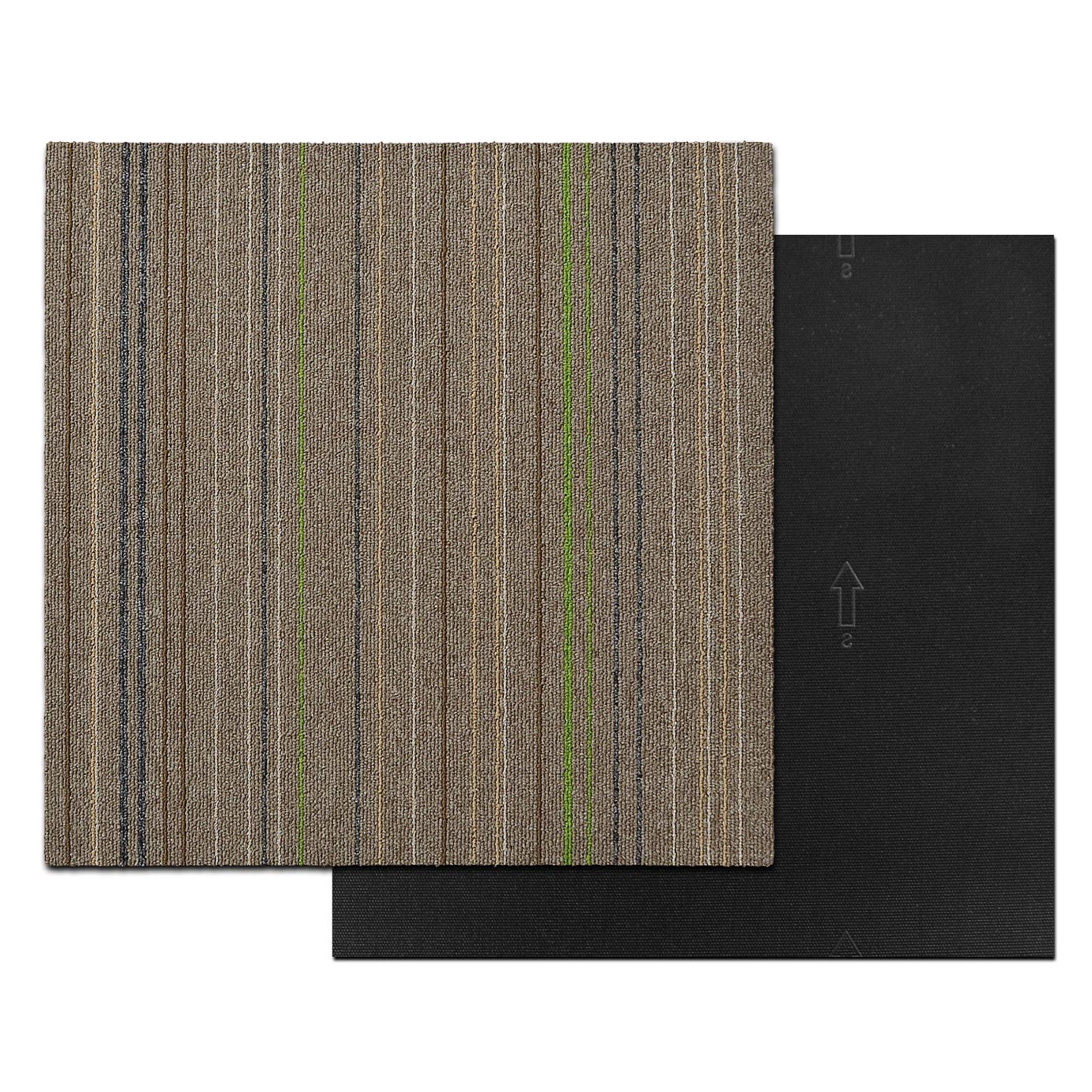 casa pura Dalles Moquette Aiguilletée - Moquette 50x50 cm | Dalle Moquette a Rayure | Moquette Intérieure Bureau & Maison | Beige/Vert (12 Pièces - 3m²)