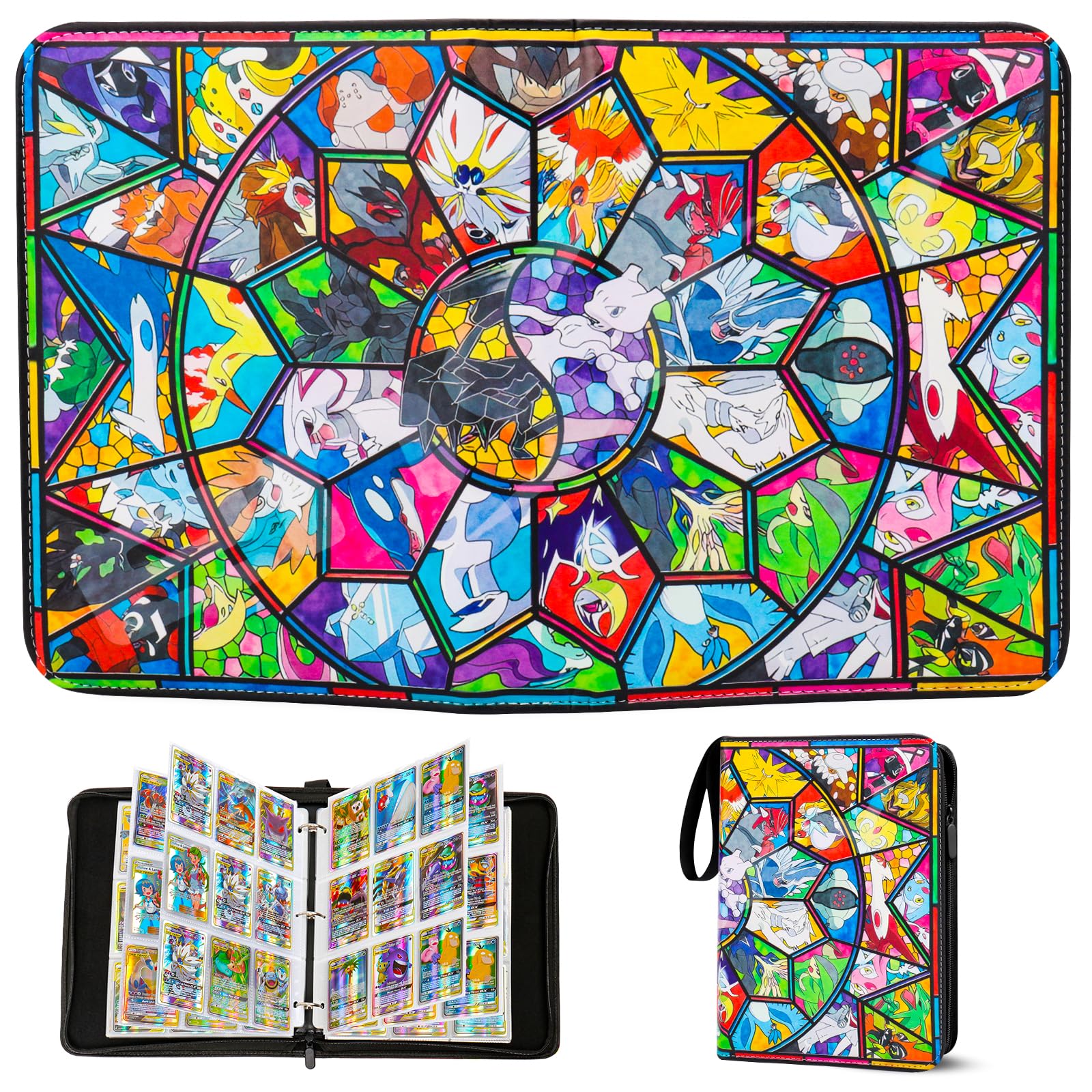 Classeur Carte,Capacité de 50 pages de 900 Cartes, Porte Cartes,Organisateur de cartes,Porte Cartes en cuir Imperméable Fermeture éclair, un cadeau les garçons et les filles - CM900