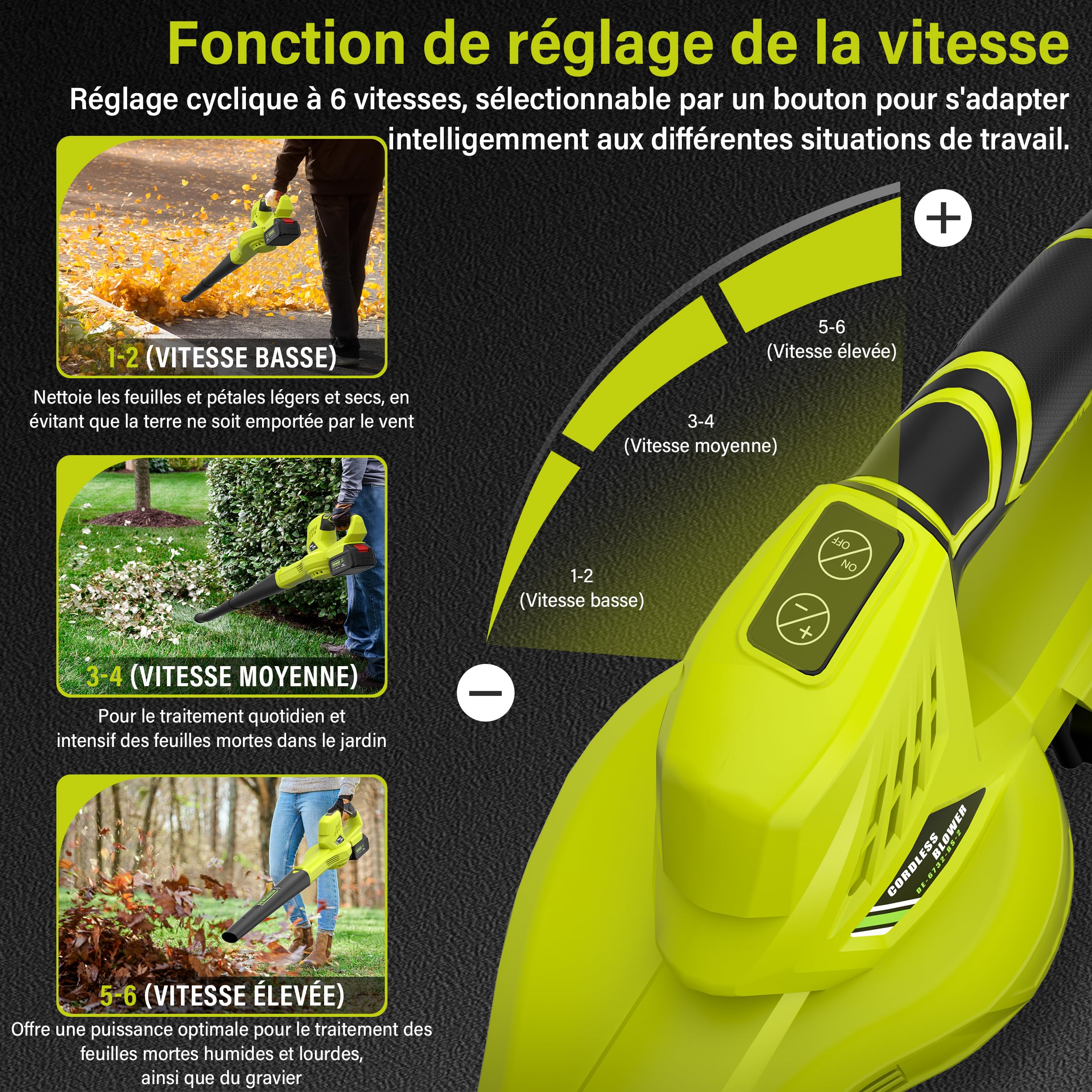 DEWINNER Souffleur de Feuilles sans Fil, 210 km/h, 2x4,0Ah Batteries