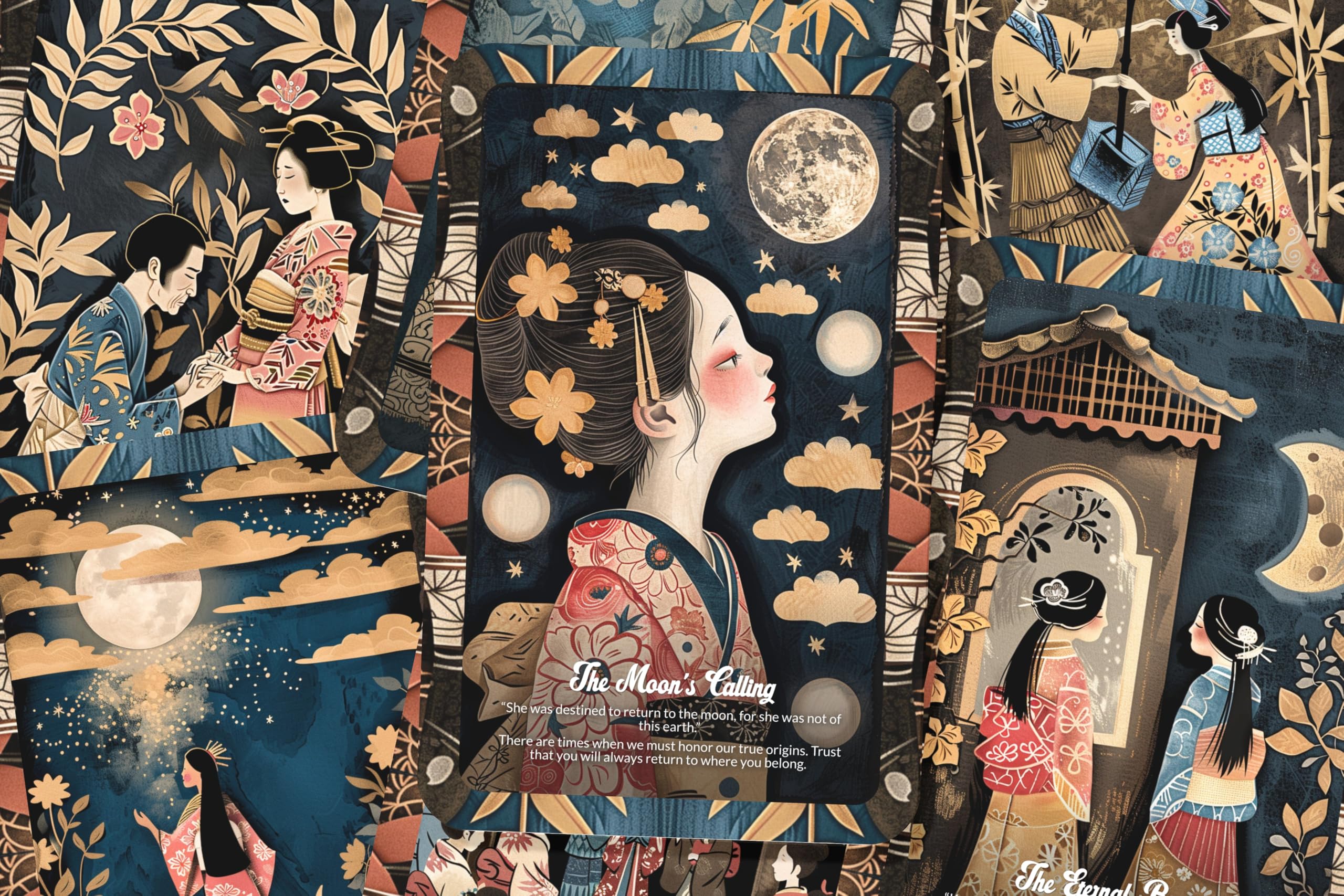 Ibiza The Bamboo-Cutter and the Moon Child - 22 Oracle Cards - Embrace Mystical Grace and Divine Beauty
