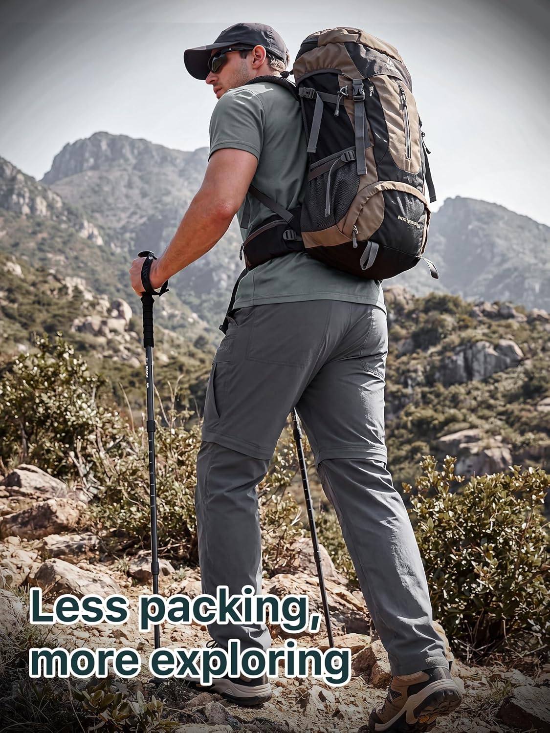 FREE SOLDIER Mens Hiking Convertible Pants Waterproof Quick Dry Zip Off Cargo Fishing Pants