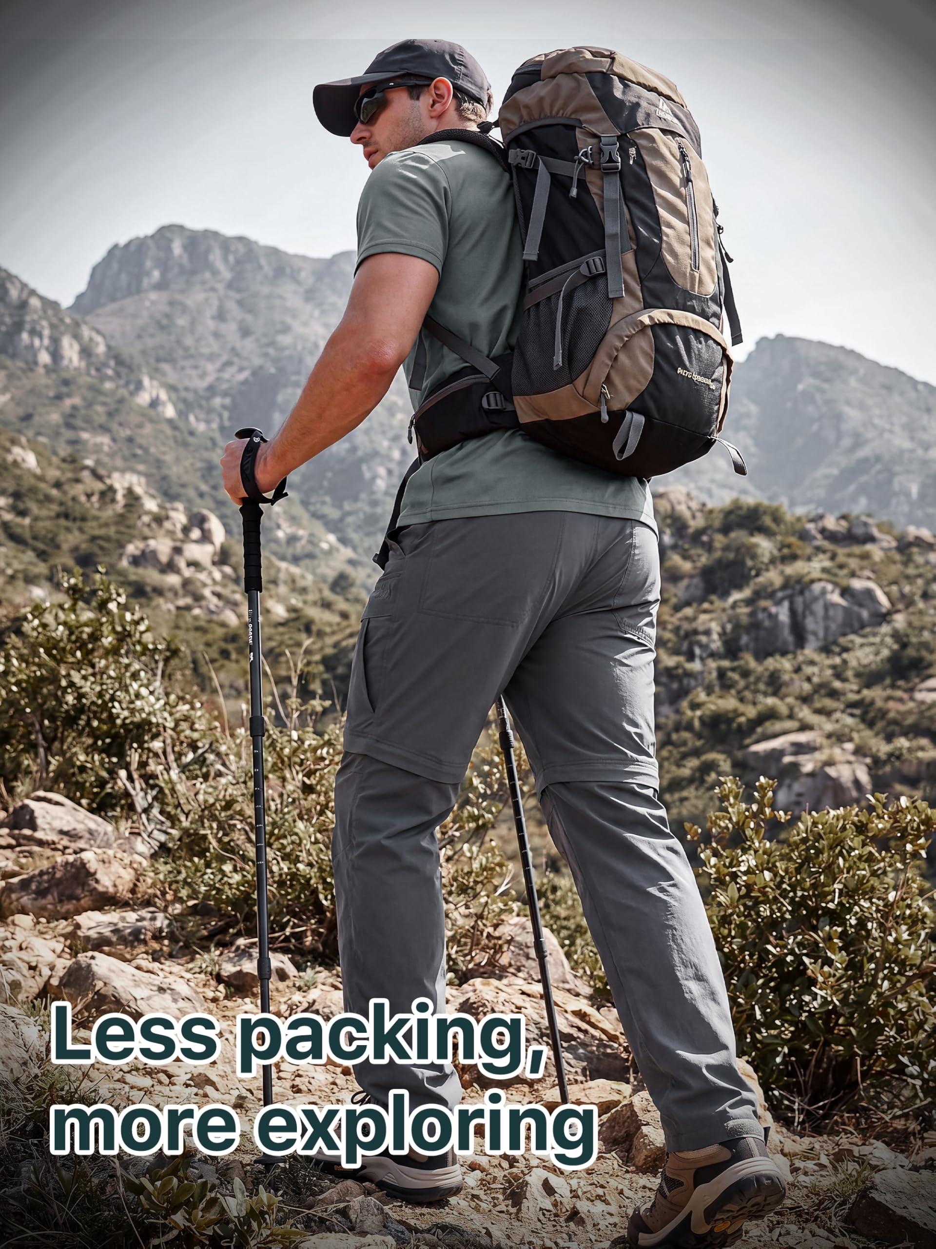 FREE SOLDIER Pantaloni Uomo da Trekking Convertibili Impermeabili Asciugatura Rapida con Zip Staccabile Cargo da Pesca