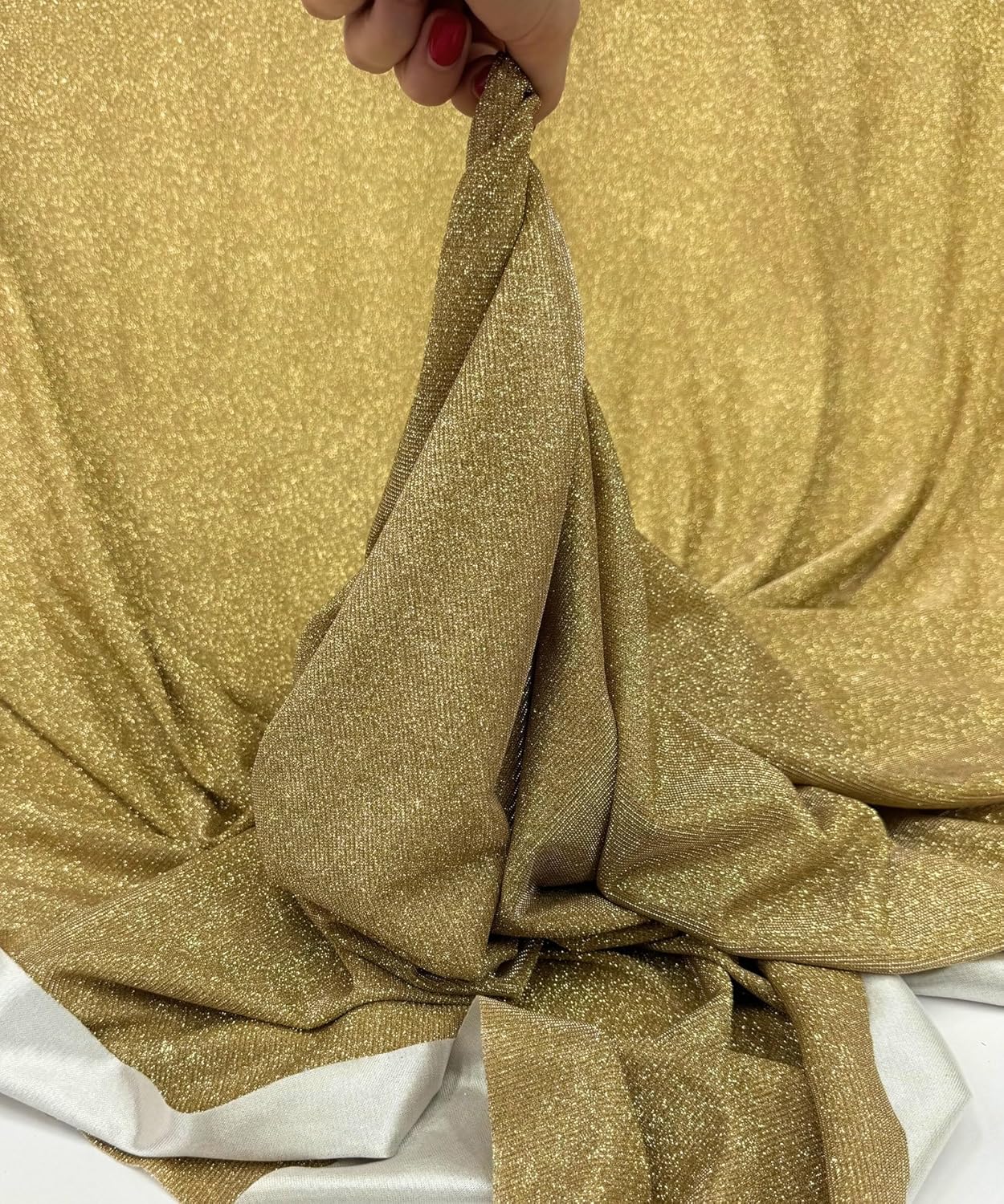Sparkle Glitter Lurex Knit Fabric – Gold – Shimmery Stretch Spandex for Costumes, Dancewear & Crafts – 54" Wide (3 Yard) – Sew The Trend