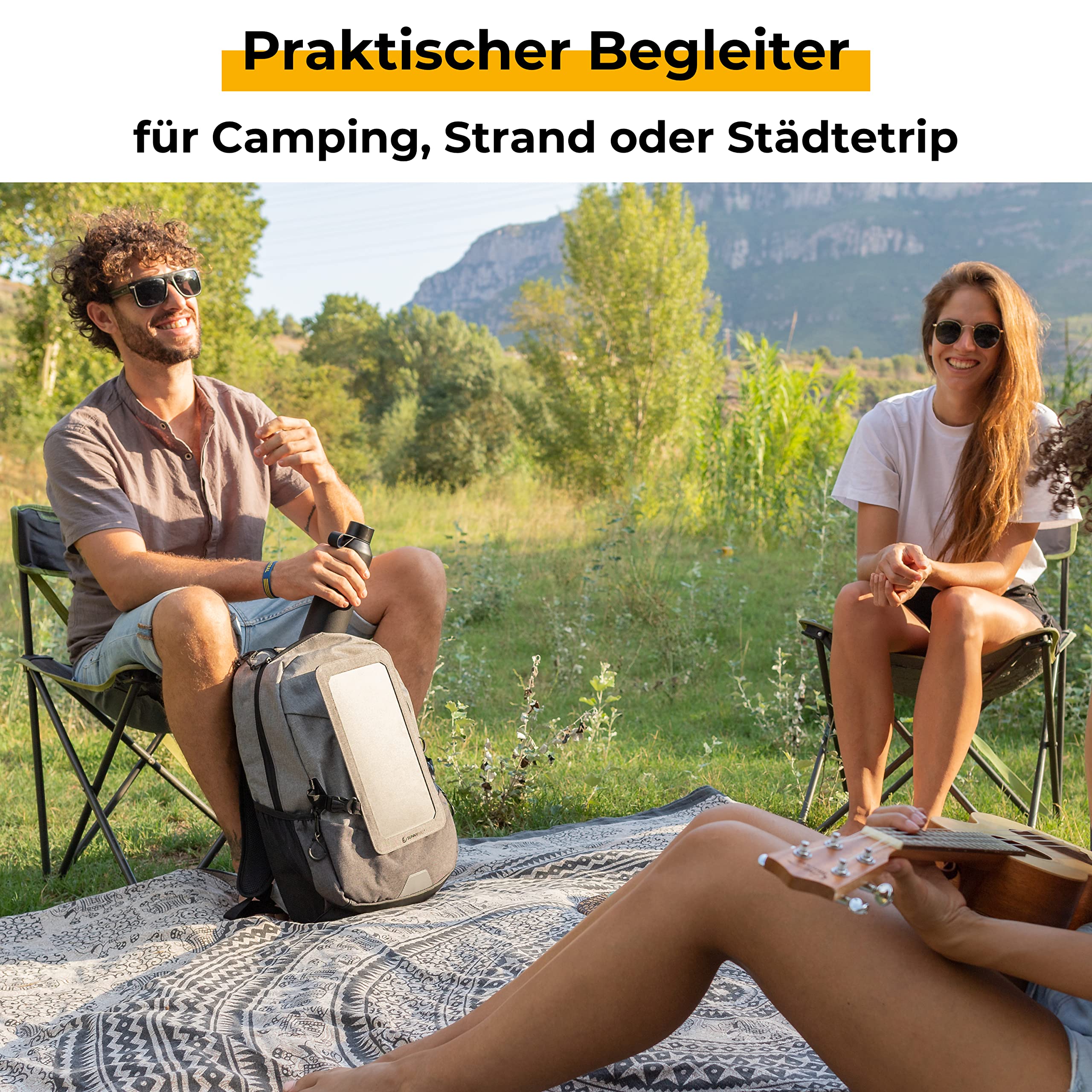 Sunnybag Explorer+ | Solar Rucksack mit abnehmbarem 6 Watt Solar-Panel | USB-Anschluss | 15-Zoll Laptopfach | 15 Liter | Wasserabweisendes Textil | Jetzt inkl. USB-C Kabel mit Leistungsanzeige