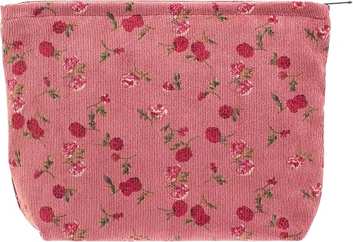 PAZIMIIK Bolsas de maquillaje de viaje con cremallera grande, Rojo rosa vintage