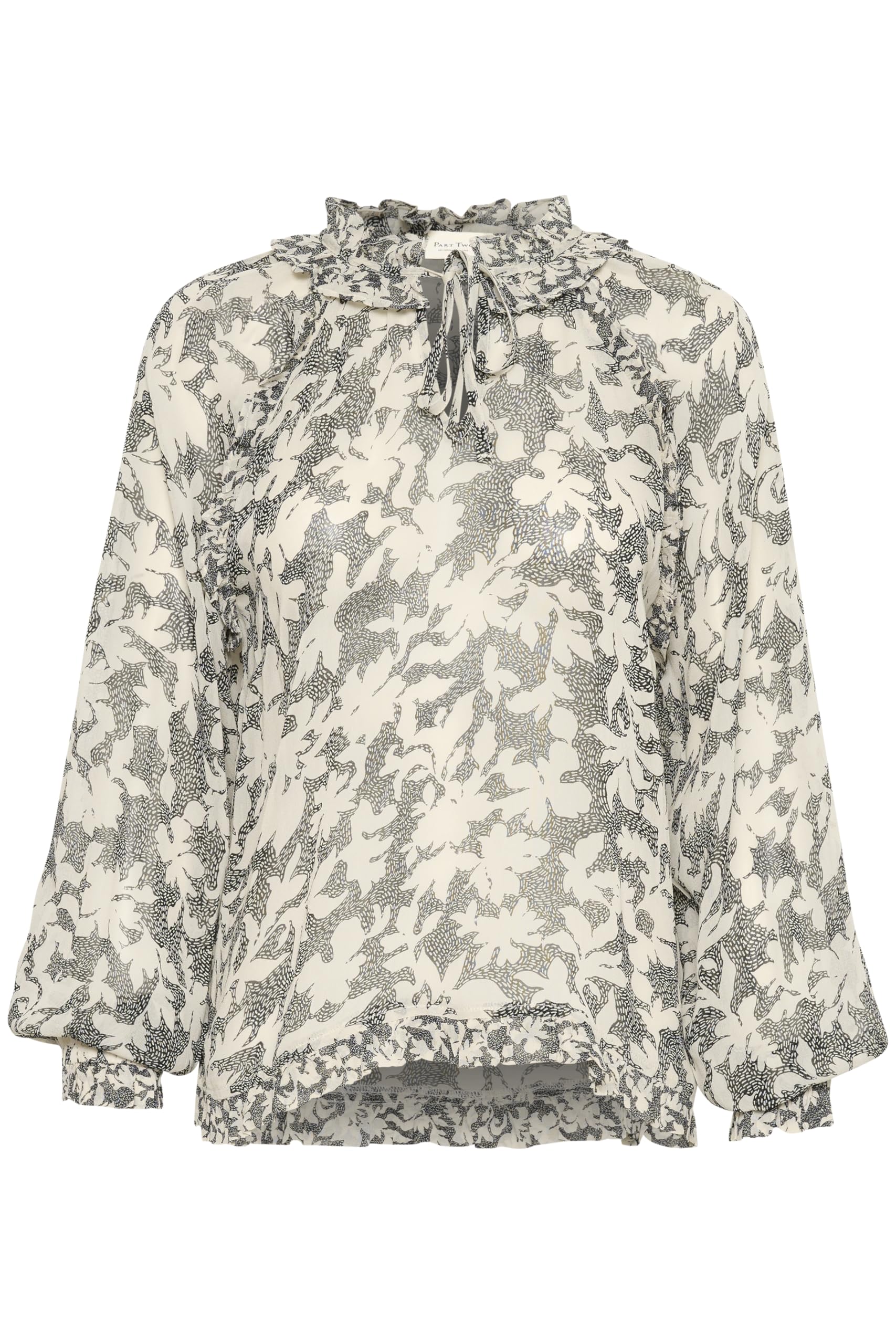 Part Two Joannapw Women's Blouse, Black Stitch Leaf Print, 8