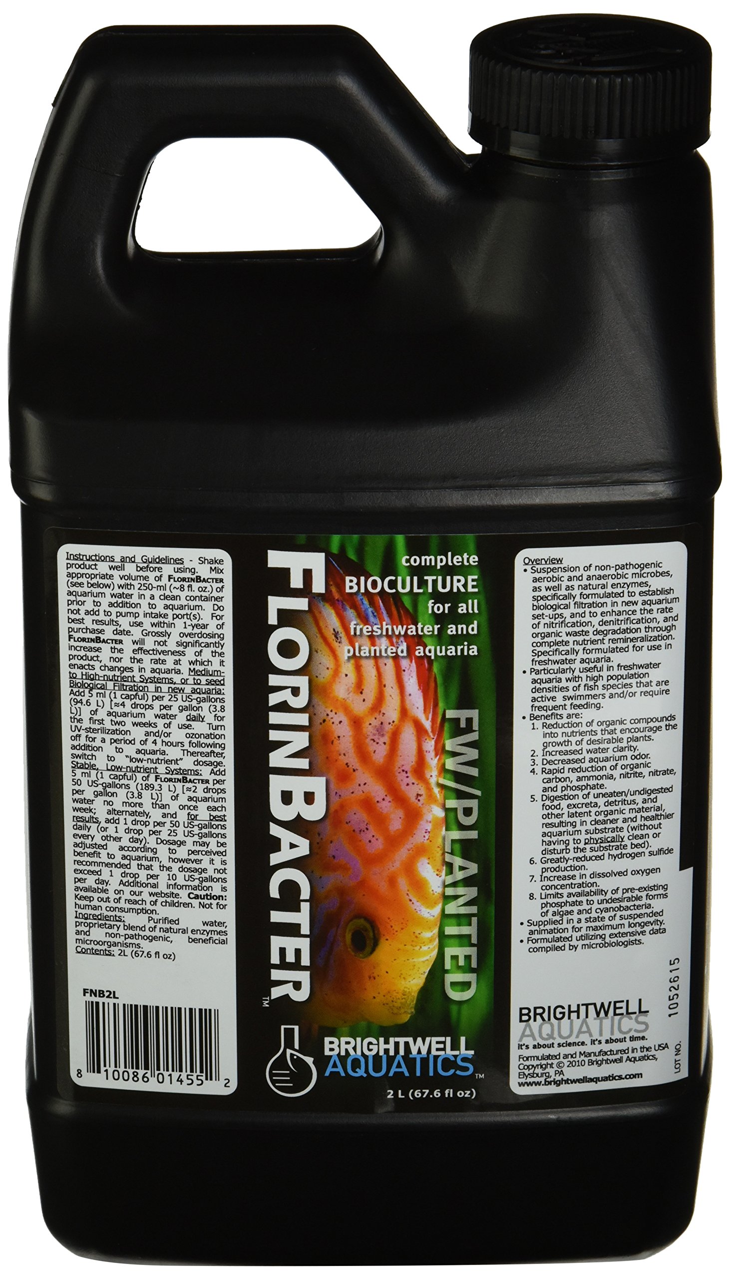 Brightwell Aquatics 67.6 fl. oz. FlorinBacter Complete Bioculture for All Freshwater and Planted Aquaria, 2 L