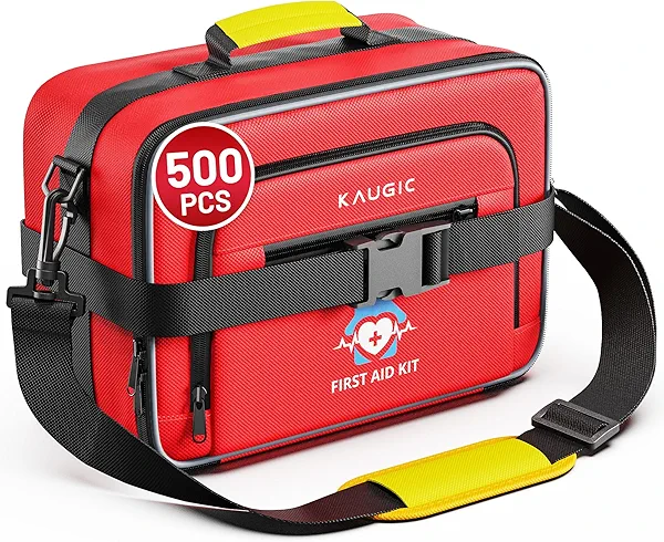 KAUGIC 500 PCS First Aid Kit for Car/Home/Travel/Camping/Businesses/College Dorm, Well-Organized Waterproof Emergency Kit, Survival Trauma First Aid Home Travel Essential Medical Supplies