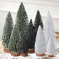 Vista 10 de Mini árboles de Navidad, decoración de Navidad artificial con 4 tamaños, botella de árbol de Navidad, cepillo, árboles, decoración de mesa de 6
