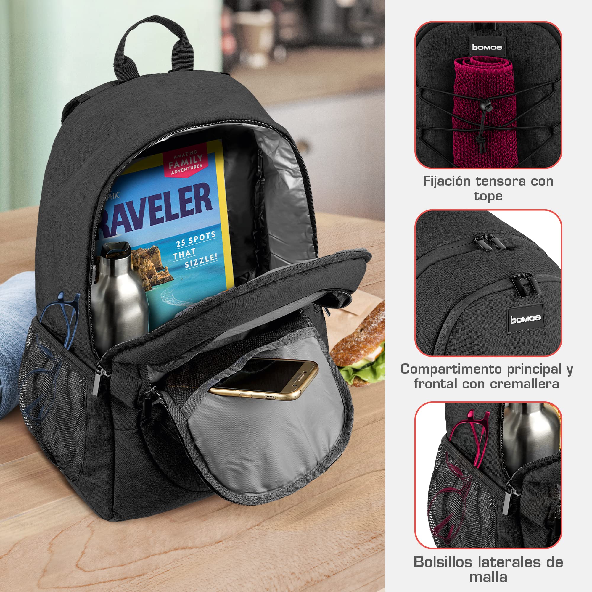 bomoe mochila refrigerante 25l/35l - mochila exterior 16h función refrigerante - mochila de playa, muchos bolsillos - mochila refrigerante aislada - bolsa refrigerante mochila antracita - Gris y antracita IceBreezer