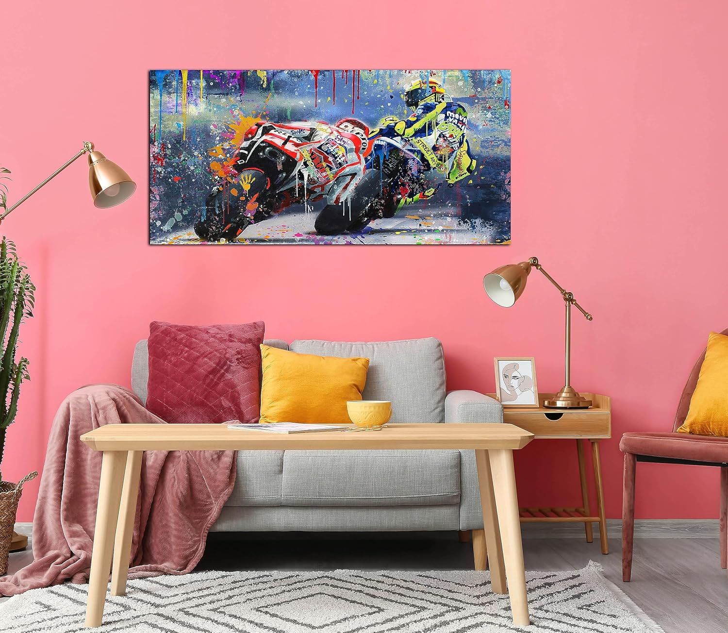 CANEITO Graffiti Motorcycle Wall Art for Teen Boys Room, Cool Posters Bedroom Picture Art, Racer Sports Canvas Art Print Painting Wall Decor for Living Room, 40"x20" - Image 5