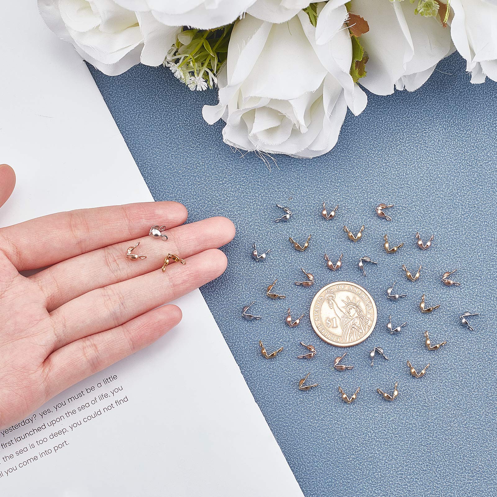 UNICRAFTALE 160 Pièces Perles à Sertir En Acier Inoxydable - 2 Couleurs