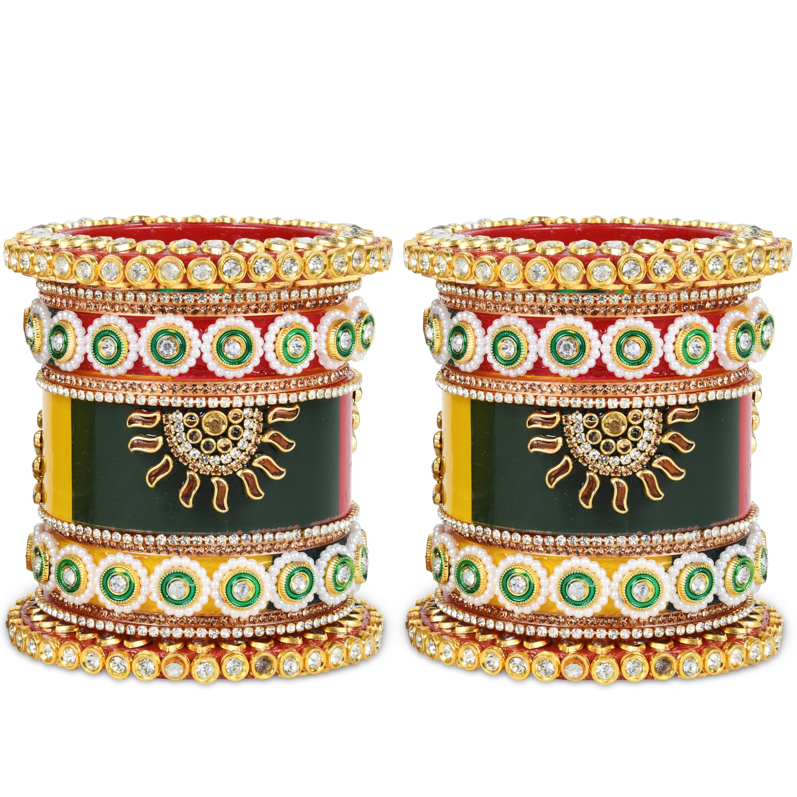 BIANKA "Tricolour Bridal Chuda: Red, Green, Yellow - Perfect for Girls, Women, and Brides (Style1, 2.8) (B0CKXXSR6R) Amazon Price History, Amazon Price Tracker