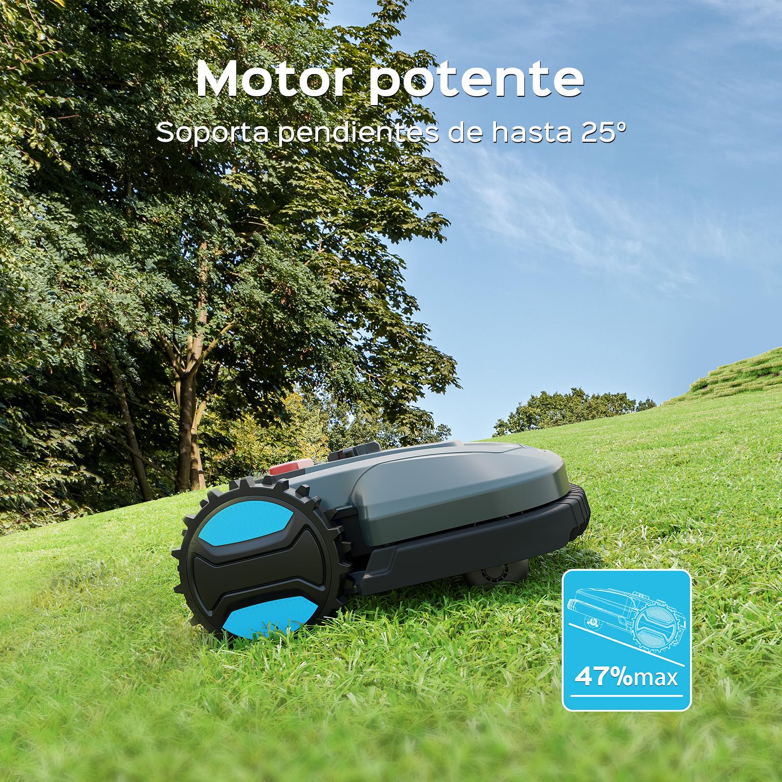 YARDCARE E400 Robot Cortacesped con Control App,hasta 400m²，Altura de Corte de 20 a 60 mm, Sensor de Lluvia, Robot Cortacésped 18 cm de Ancho de Corte,Menos de 60 dB