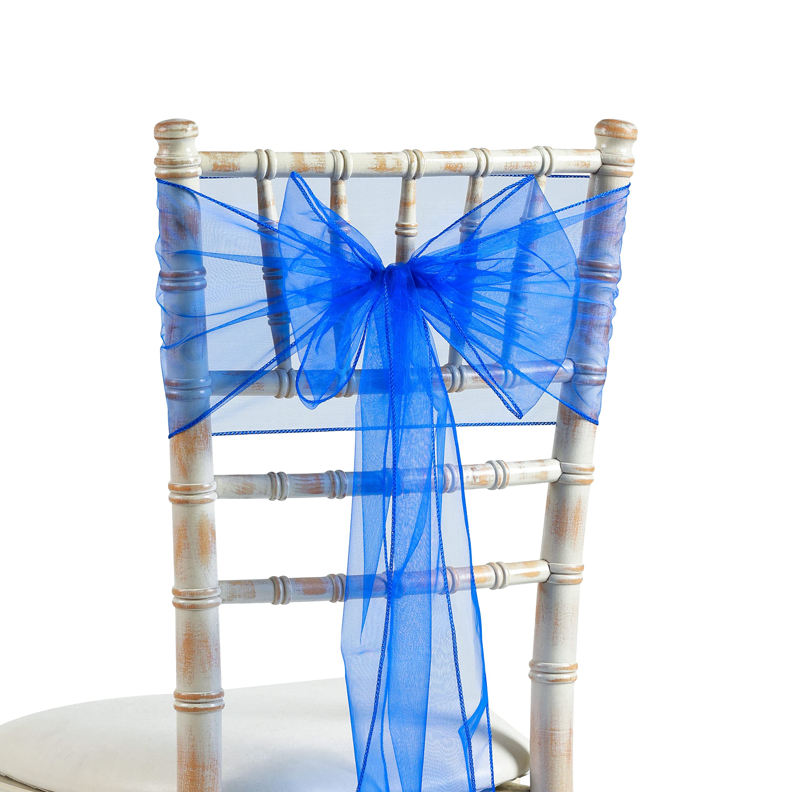 20x275cm Organza Sash Wider Sash Fuller Bows Chair Cover Bows Sash for Wedding Party Birthday Decoration (100, Royal Blue)