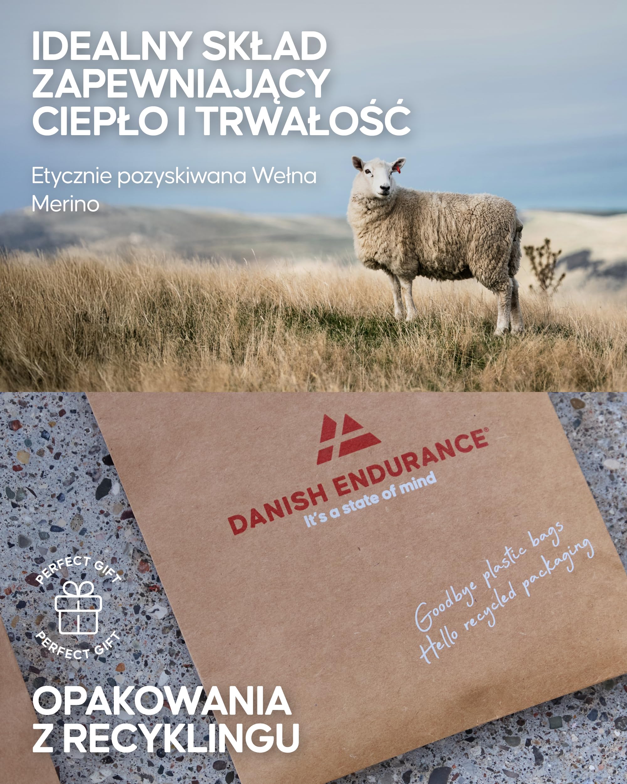 DANISH ENDURANCE Skarpety Narciarskie Kompresyjne z Wełny Merino 18-23 mmHg