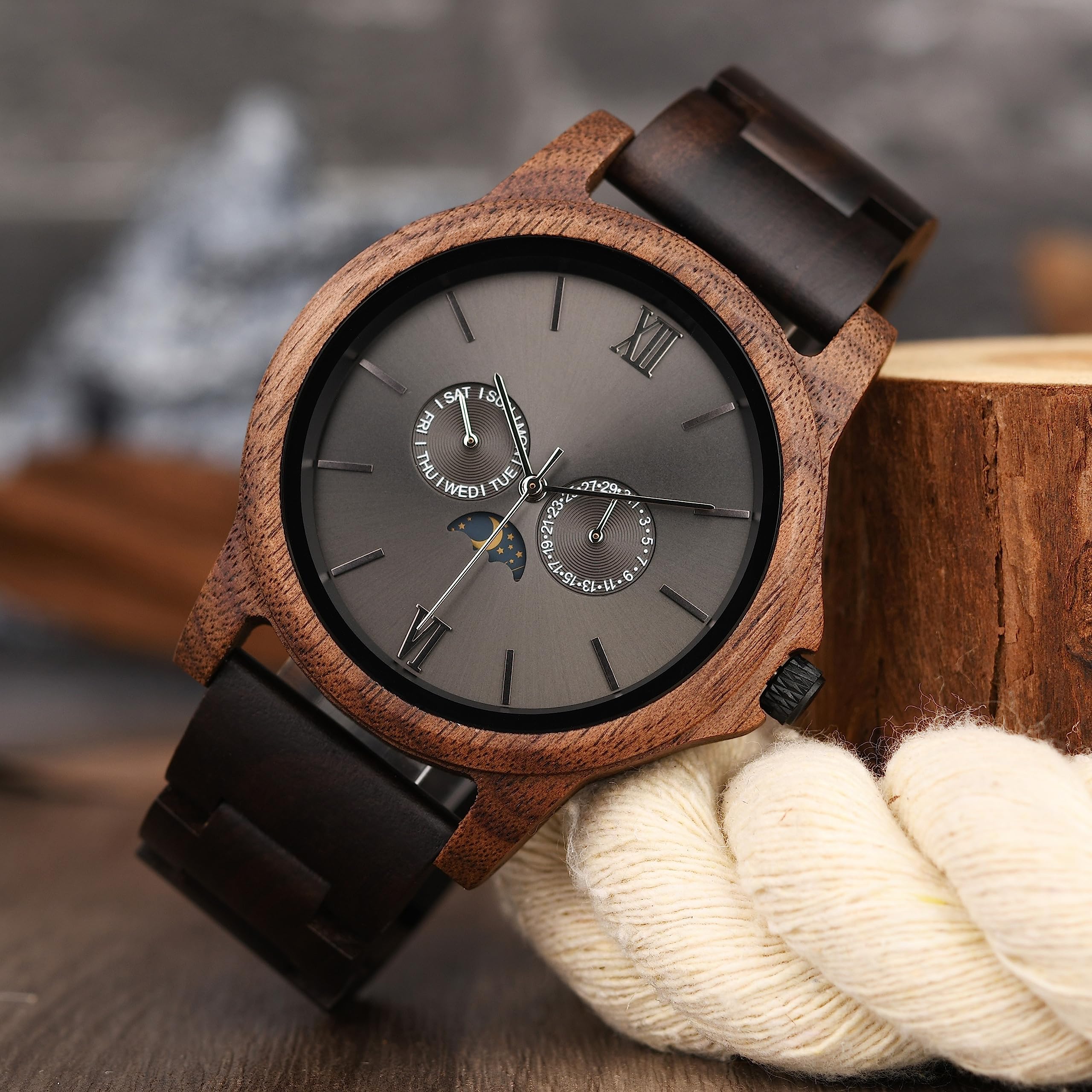 Orologio in legno personalizzato per uomo Orologio cronografo in legno Orologio anniversario per marito Festa del papà Compleanno per papà