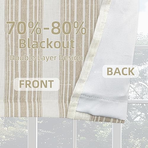 Miniatura 7 de DriftAway Chris - Cortina opaca con patrón de rayas verticales, mezcla de lino, con aislamiento térmico, bolsillo para barra, individual de 52 x 14