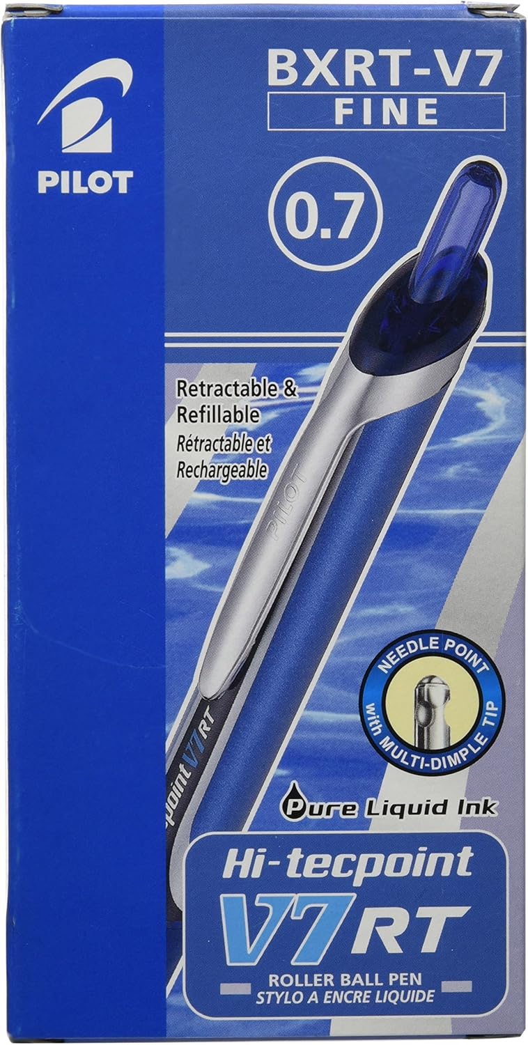 Pilot V7 RT Retractable Liquid Ink Rollerball 0.7 mm (Box of 12) - Blue