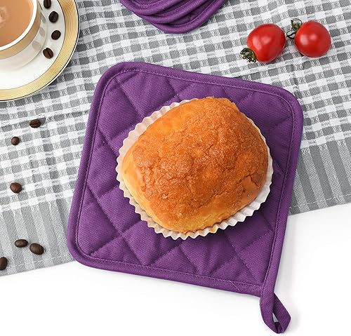 Miniatura 7 de Juego de 6 soportes para ollas, salvamanteles para cocina, resistentes al calor, posavasos de algodón puro, almohadillas calientes, juego de 6 para