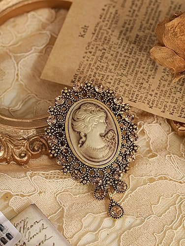 Miniatura 3 de MINACHI Vintage Victorian Design Queen's Cameo Antique Wedding Brooch Pin, Jewelry Gift for Women
