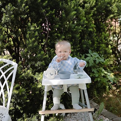 Miniatura 6 de Mushie - Babero de manga larga para bebé, resistente al agua, ajuste ajustable para edades de 6 a 24 meses