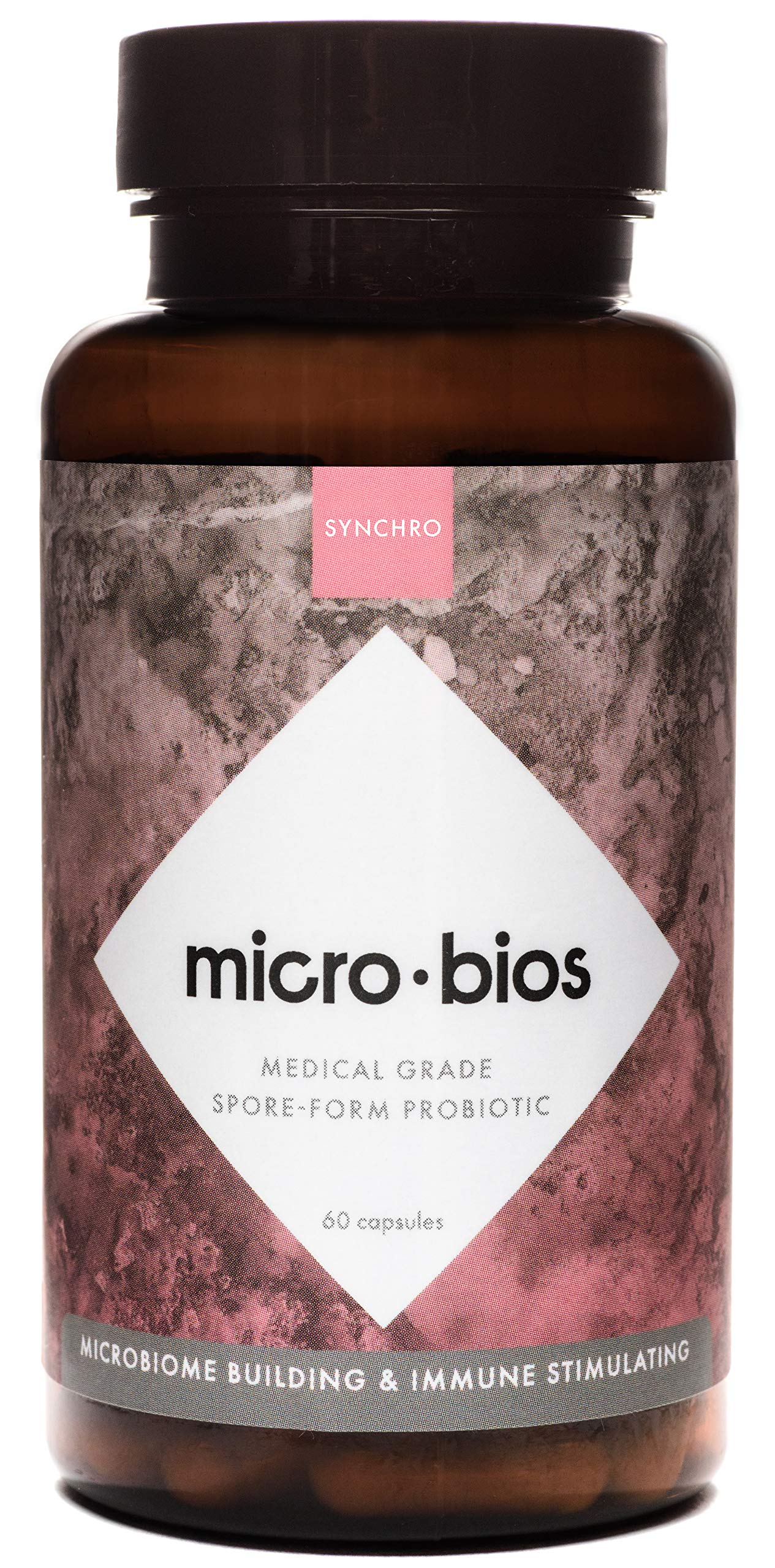 Synchro Micro•Bios - Medical-Grade Spore-Form Probiotic - Bacillus Subtilus (HU58), Coagulans and Clausii - Powerful Immune Health + GI Support - 60 Capsules