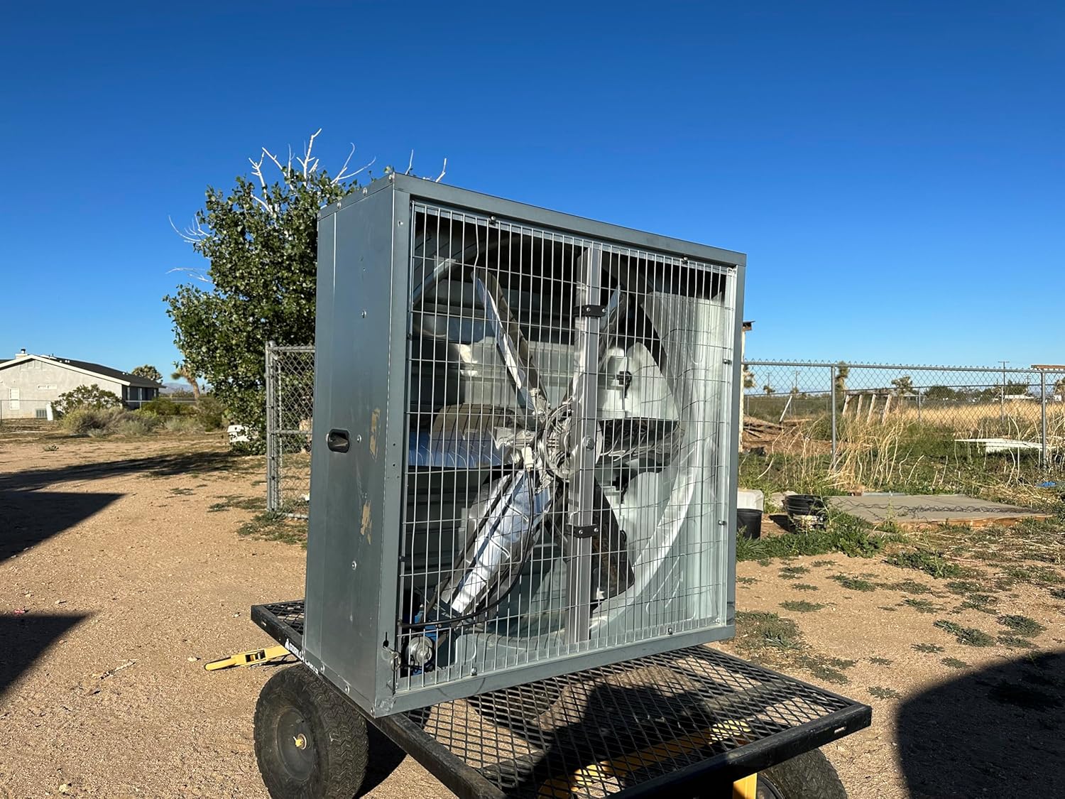 One 40" Belt Driven Greenhouse Exhaust Fan with Shutter, 40" Square Housing, 36" Blade, 18500 CFM, Commercial Agricultural Barn Shop Warehouse Ventilation Fan, 1HP 110V Motor, Open Box Condition