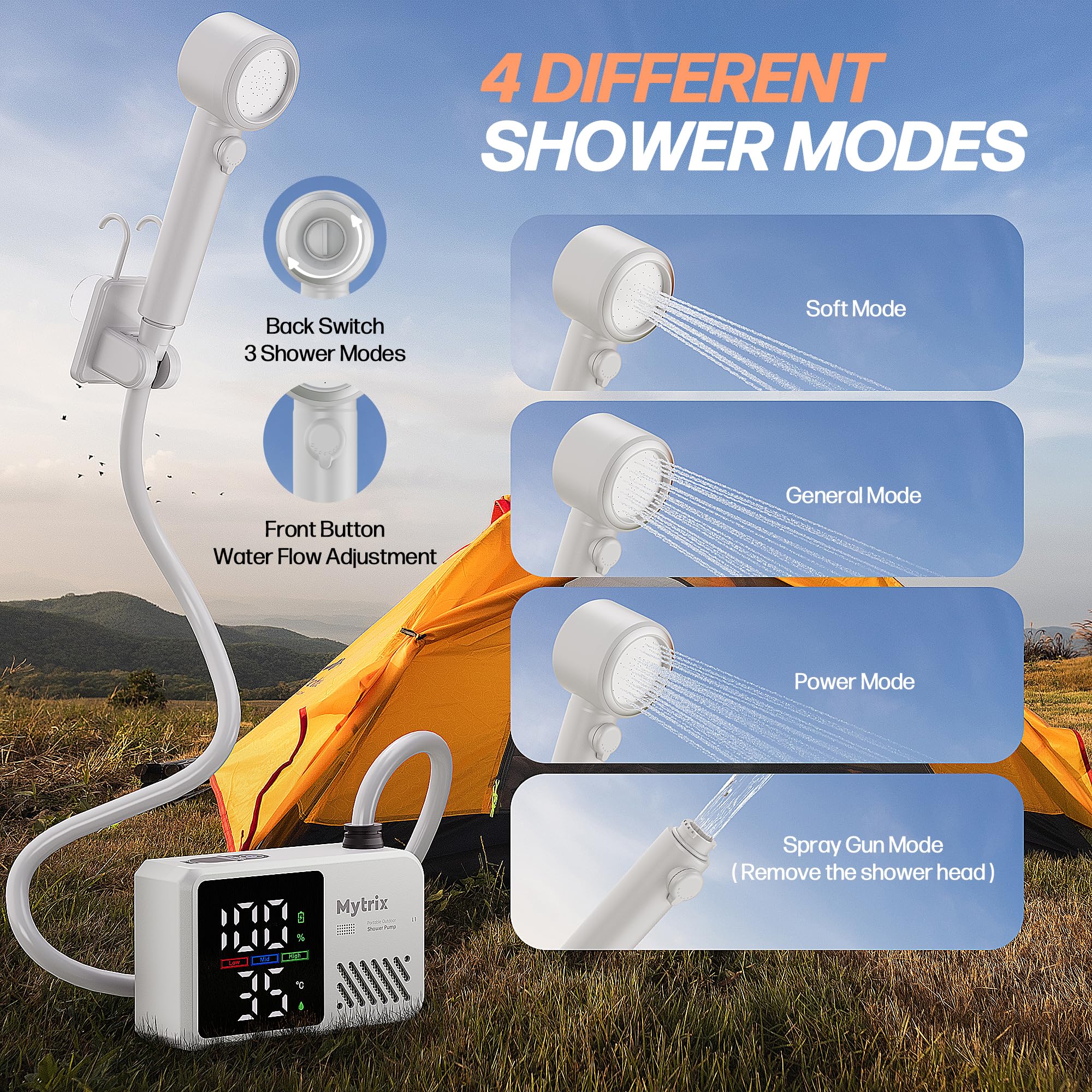 Mytrix Ensemble de douche de camping (blanc)