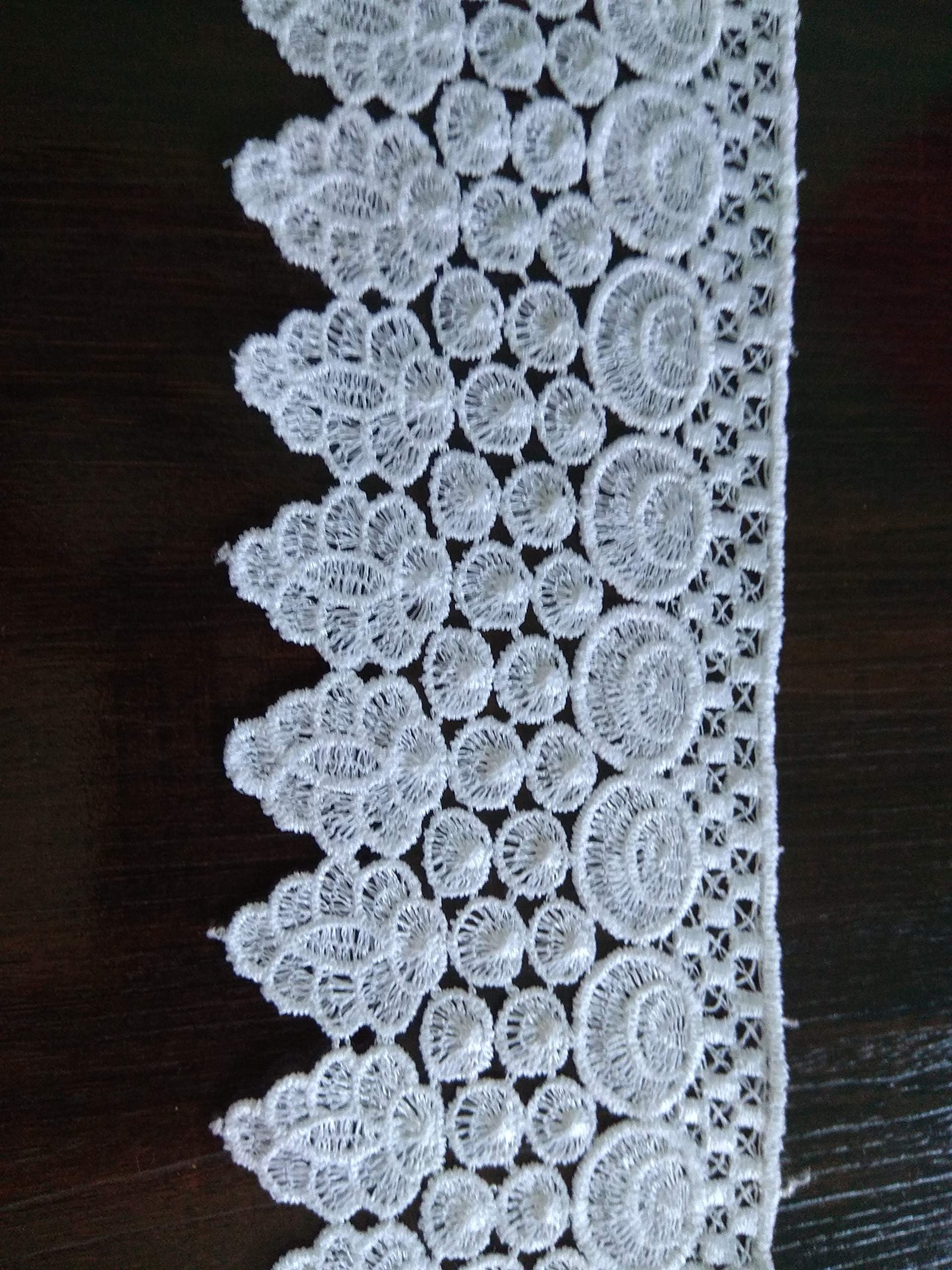 Aarushi Creations5 Inch Widen Crochet Lace for Frocks, Dresses, Curtains, Decoration (White, 3 m)