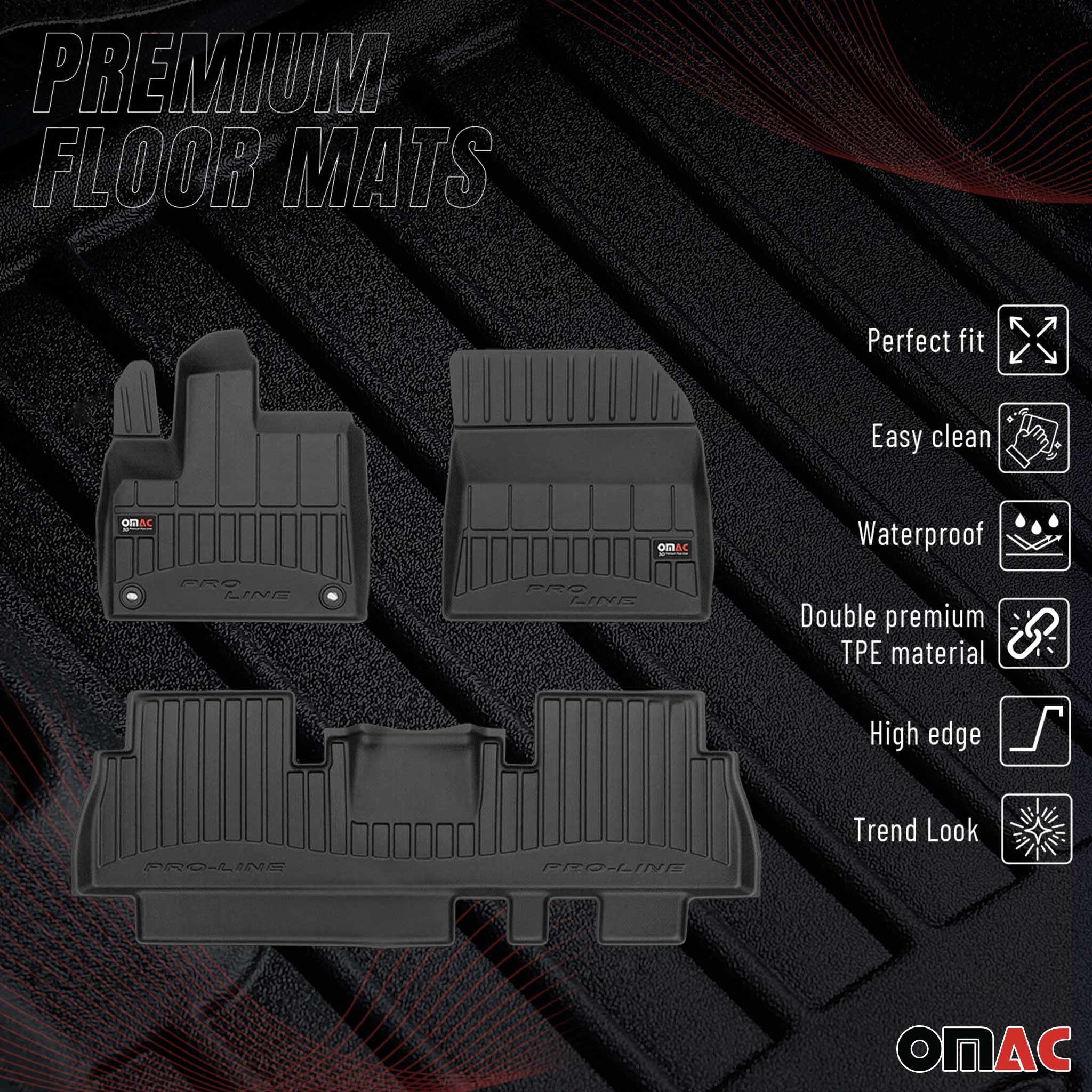 Set Tappetini Auto Nero Rosso per Opel Combo III 2011-2018 2 Posti