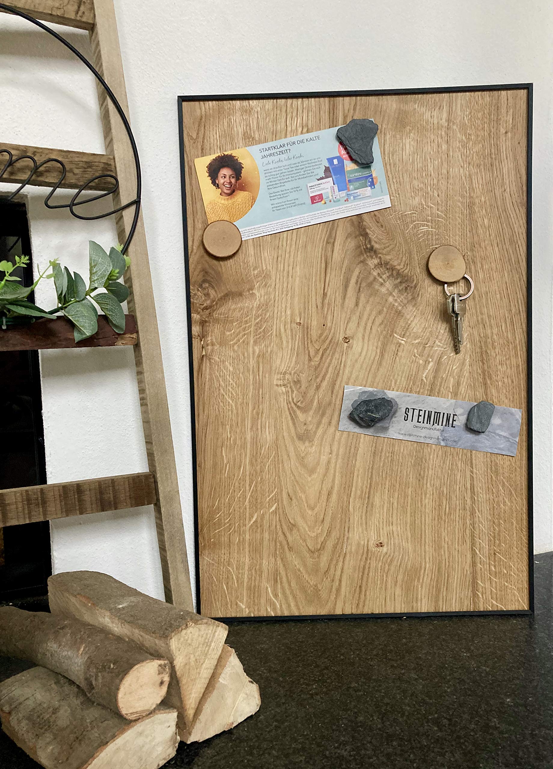 Magnettafel aus echtem Eichenholz (40 x 61 cm) – starke Magnetkraft & edles Design – Magnetboard für Küche, Büro, Flur – einfache Montage – verschiedene Größen