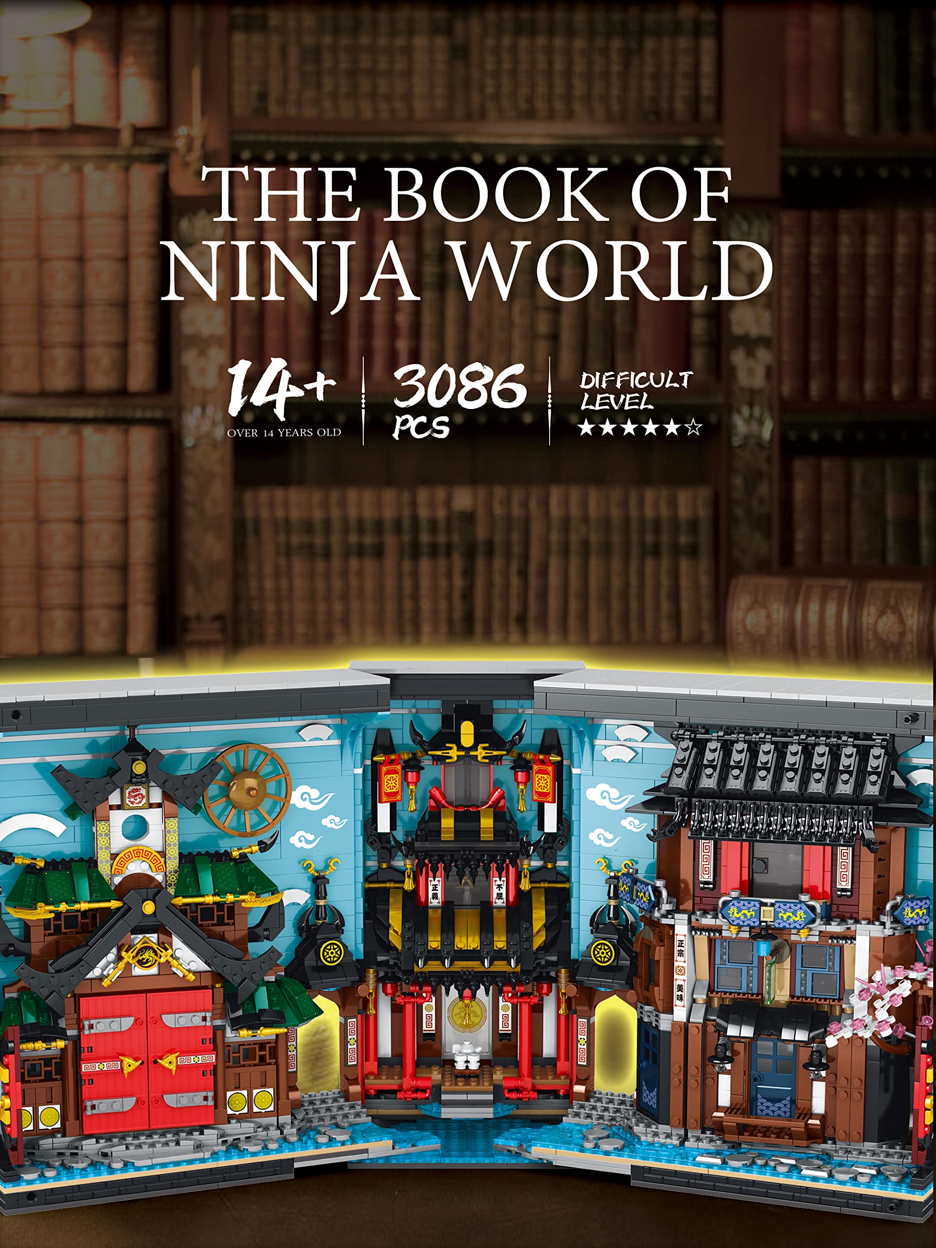 Reobrix 66029 Japanese Ninja Book Building Blocks with LED Light