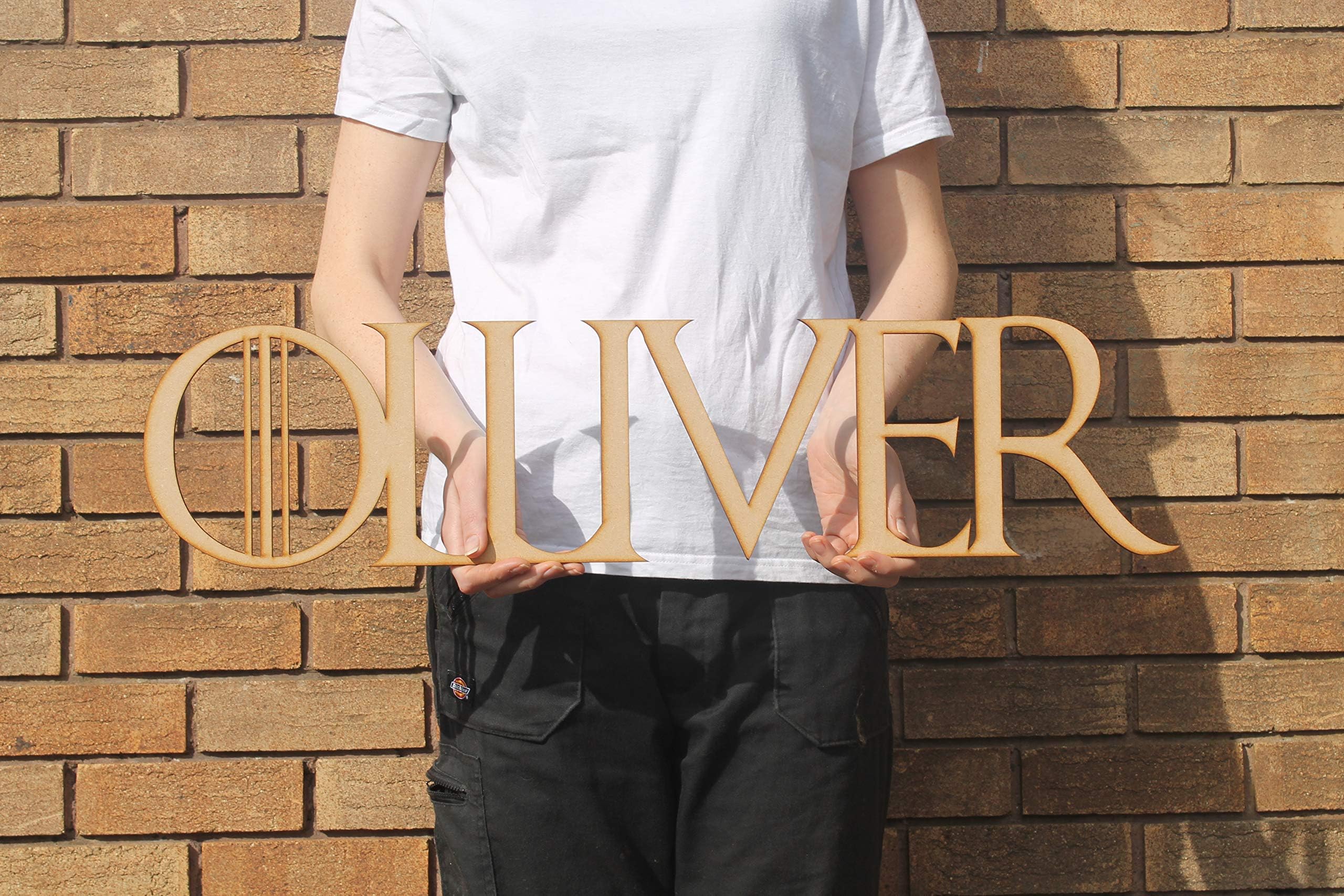 Personalised Wooden Script Name Plaque Sign - Any Font - Words Letters MDF - Craft Words Names