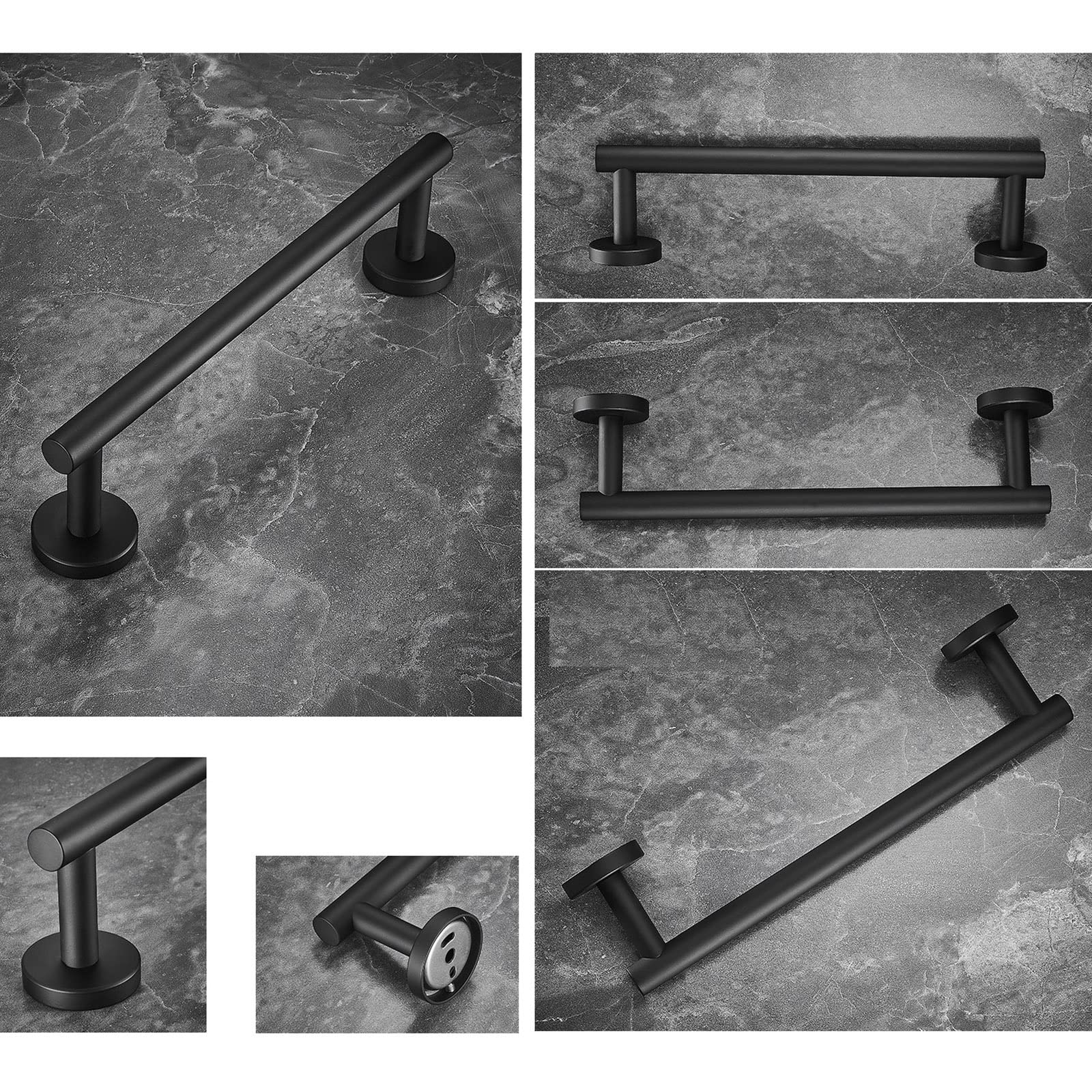 Toallero para baño Toallero Negro Montado en la pared sin taladro Toallero Autoadhesivo de Acero inoxidable para baño, 40 cm
