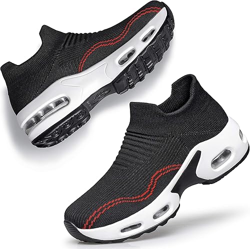 DOUSSPRT Womens Walking Shoes Slip on Sock Sneakers Lady Girls Nurse Mesh Air Cushion Platform Loafers Fashion Casual