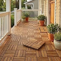 Vista 7 de Bare Decor EZ Piso de Teca 12 Rejillas, Marrón, 1 Baldosa de Muestra