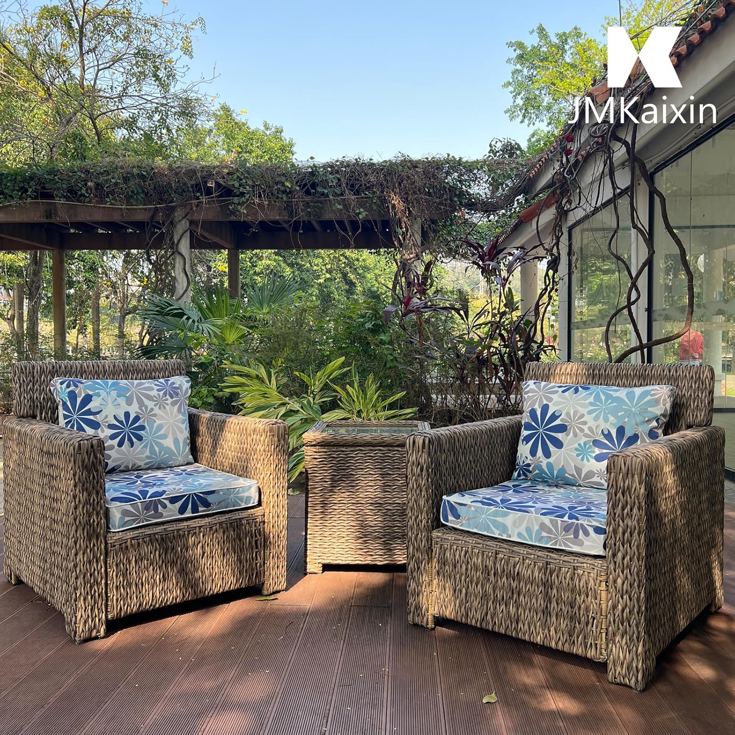 Outdoor Seat/Back Deep Chair Cushion Set for Patio Furniture - Lounge Chair Cushions with Zipper - Water-Resistant Patio Chair Cushions 22x22