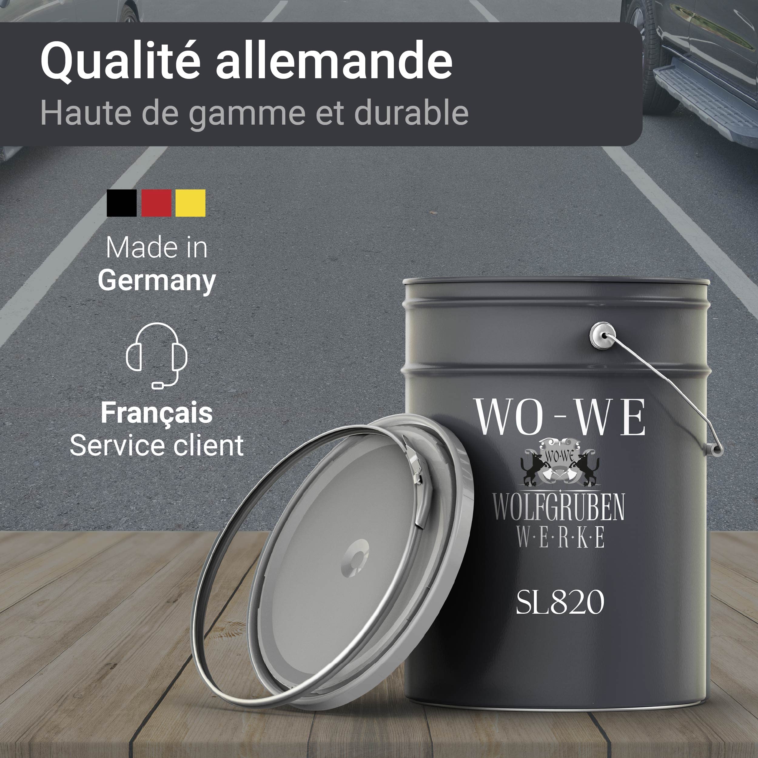 WO-WE Peinture de signalisation SL820 - Marquage au sol pour parking, route - Blanc 10L