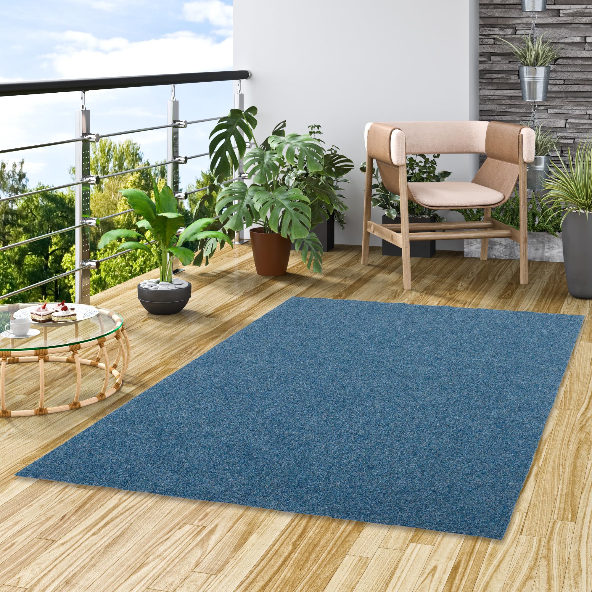 Snapstyle Kingston - Tapis Type Gazon Artificiel – pour Jardin, terrasse, Balcon - Bleu
