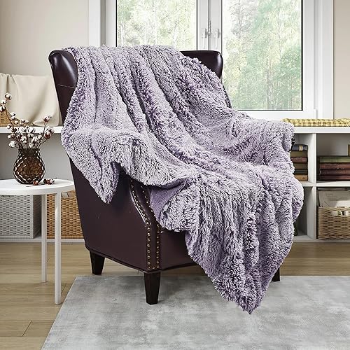 Miniatura 10 de Manta lanuda de felpa de piel sintética con parte trasera de microfelpa, suave, acogedora, esponjosa, mullida y lujosa para sofá, silla, funda de