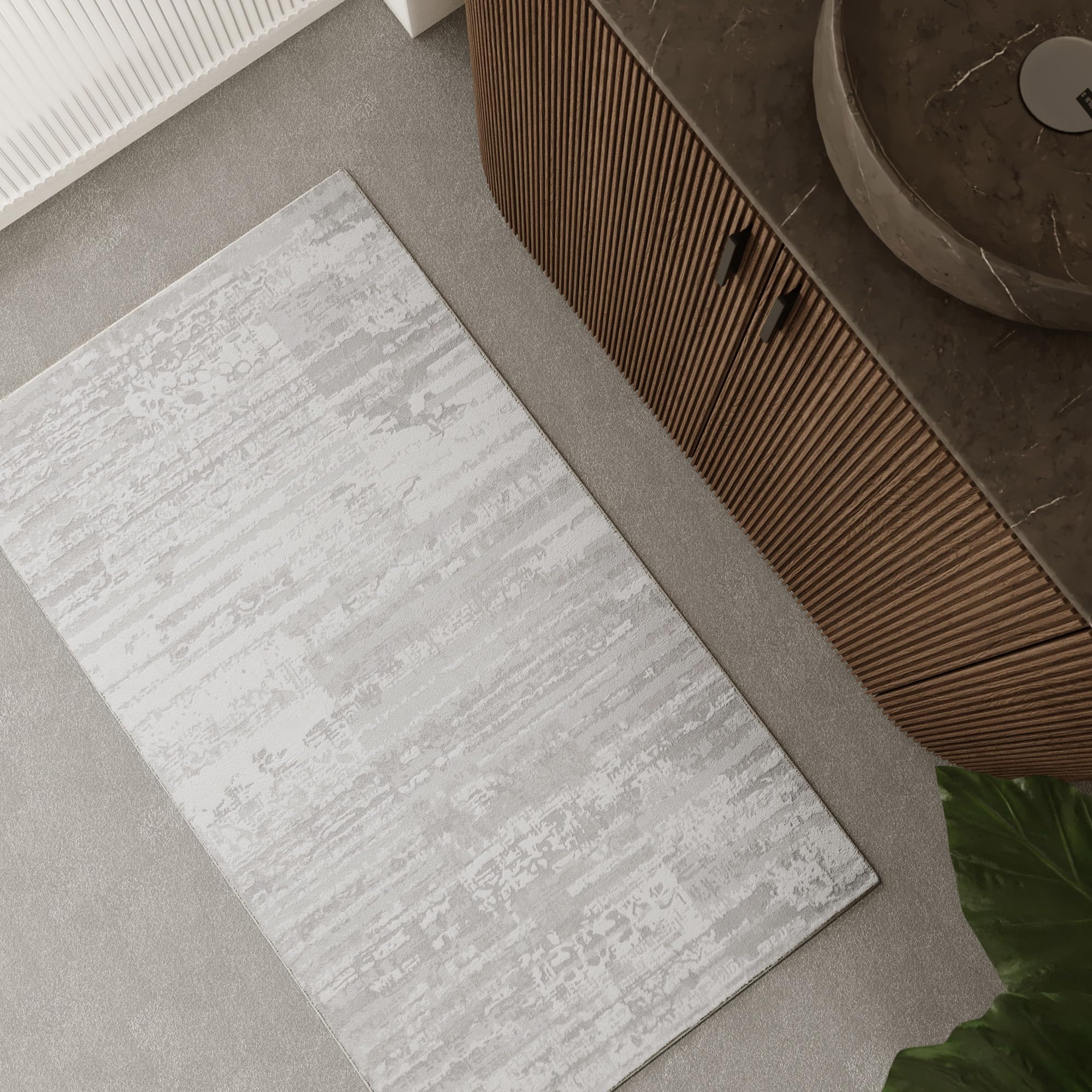 Wecon Home Mauri - Tappetino da bagno, 60 x 100 cm, colore: grigio | Tappeto da bagno lavabile e antiscivolo dal design discreto, design moderno e elevato comfort per il tuo bagno