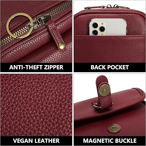 Miniatura 4 de Bolsos cruzados pequeños para mujer, de cuero vegano, cartera vintage, antirrobo, con ranuras para tarjetas