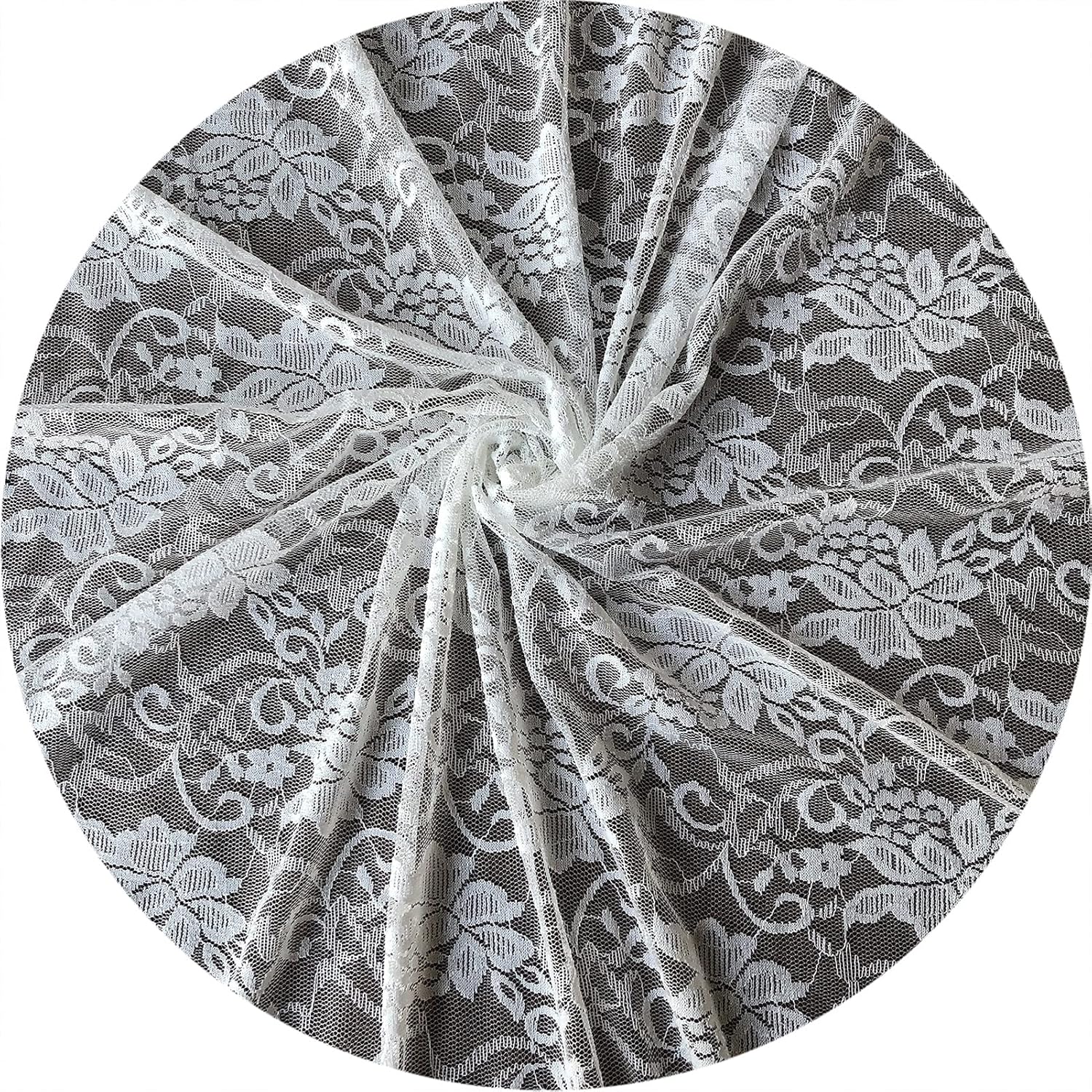 Stretch Lace Fabric, Black, 90% Nylon/10% Spandex, Wedding, Formal/Semi-Formal, 60" Width - 8114 (5 Yards)